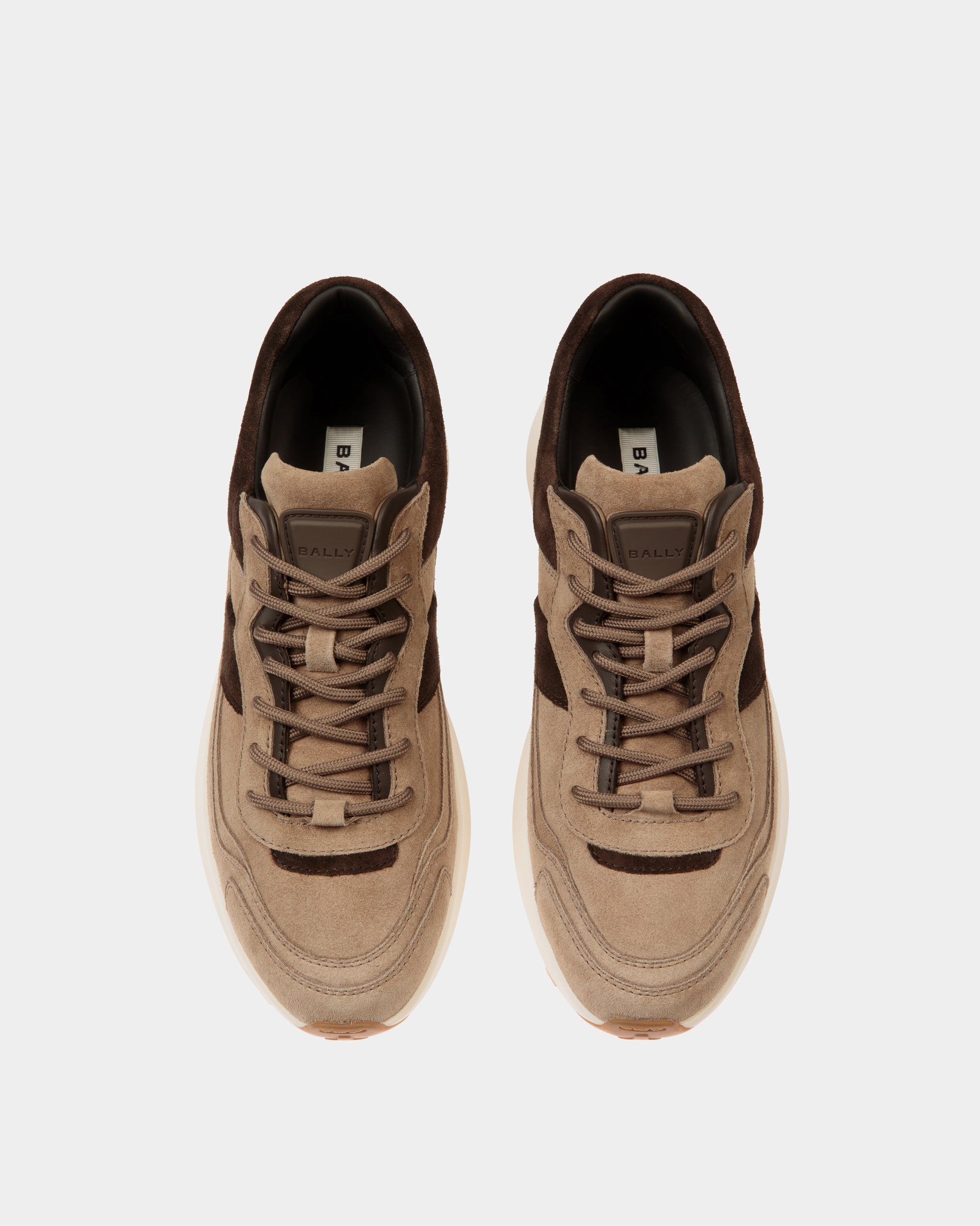 Sneaker Outline En Daim Taupe Et Ebano - Homme - Bally - 05