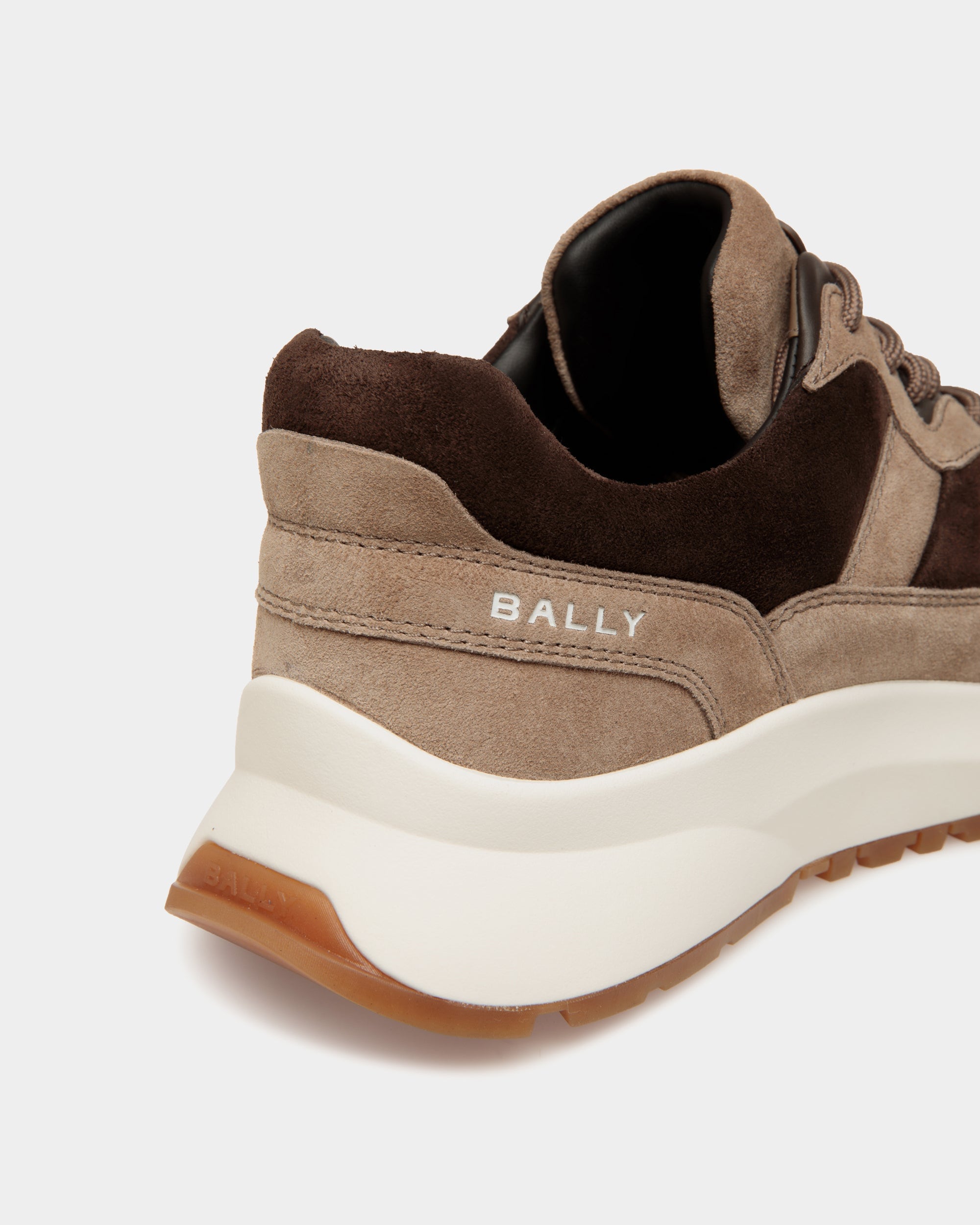 Sneaker Outline En Daim Taupe Et Ebano - Homme - Bally - 06
