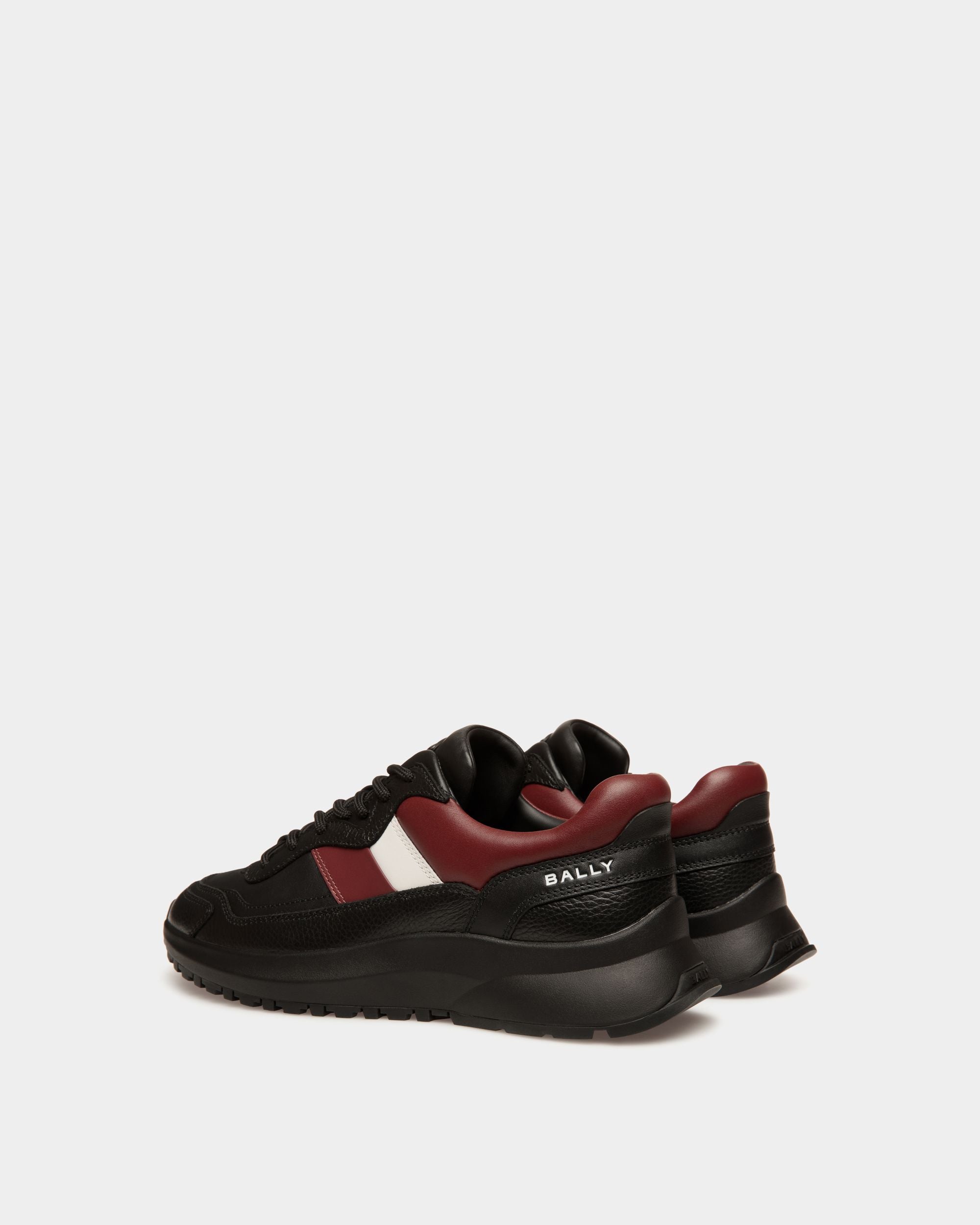 Sneaker Aus Leder In Schwarz Und Heritage Red - Herren - Bally - 03