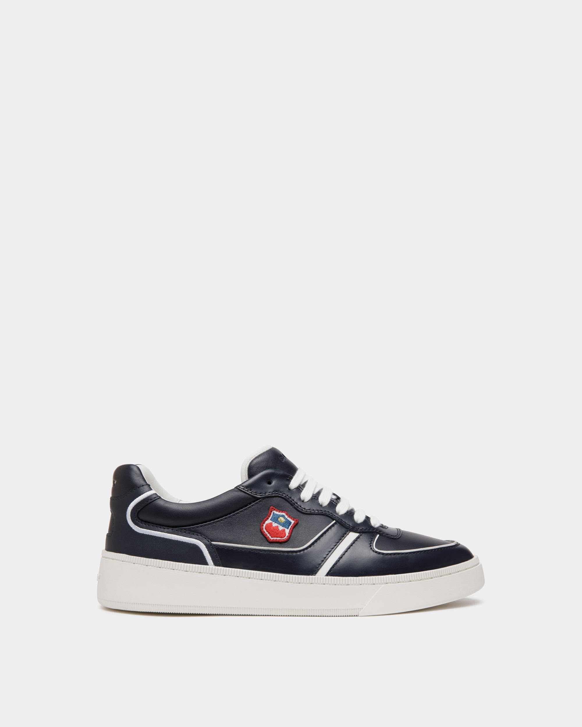 Raise Sneaker Aus Leder In Navy Blue Und Weiß - Herren - Bally - 01