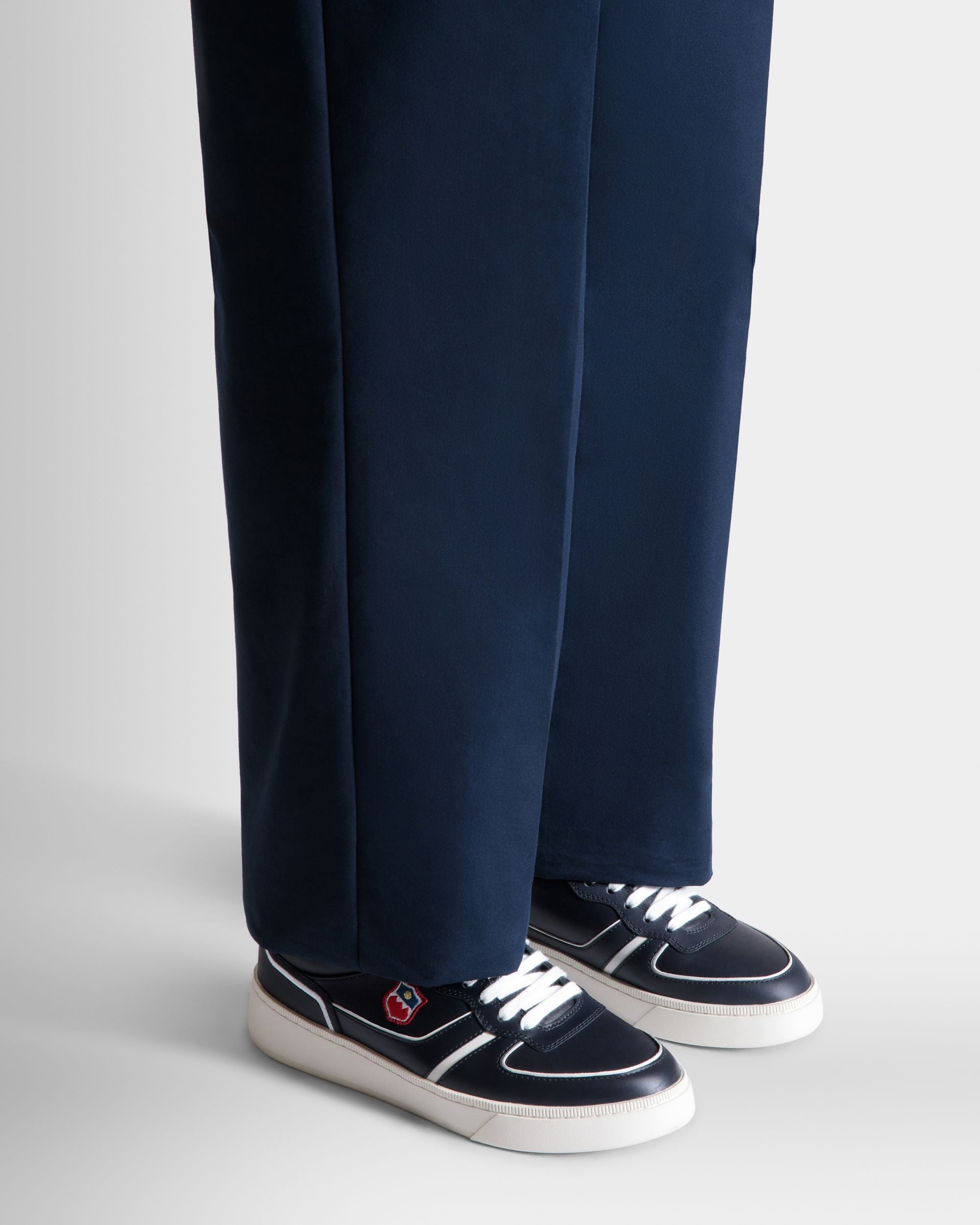 Raise Sneaker Aus Leder In Navy Blue Und Weiß - Herren - Bally - 02