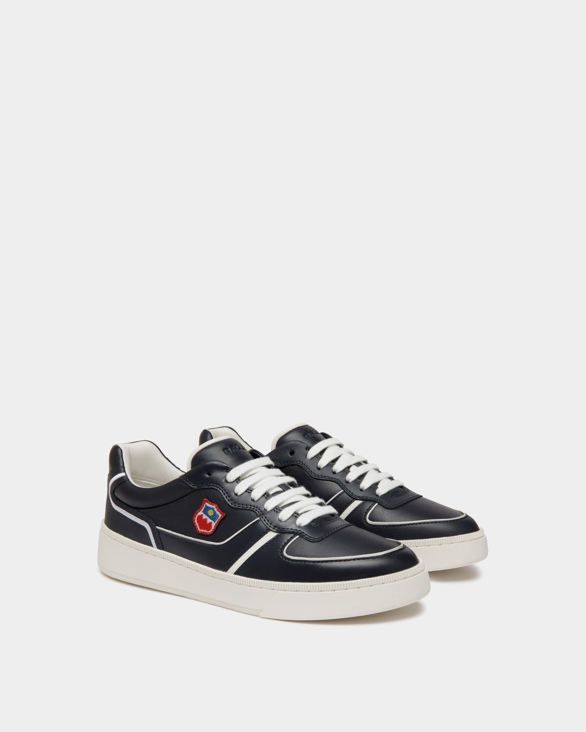 Raise Sneaker Aus Leder In Navy Blue Und Weiß - Herren - Bally - 03