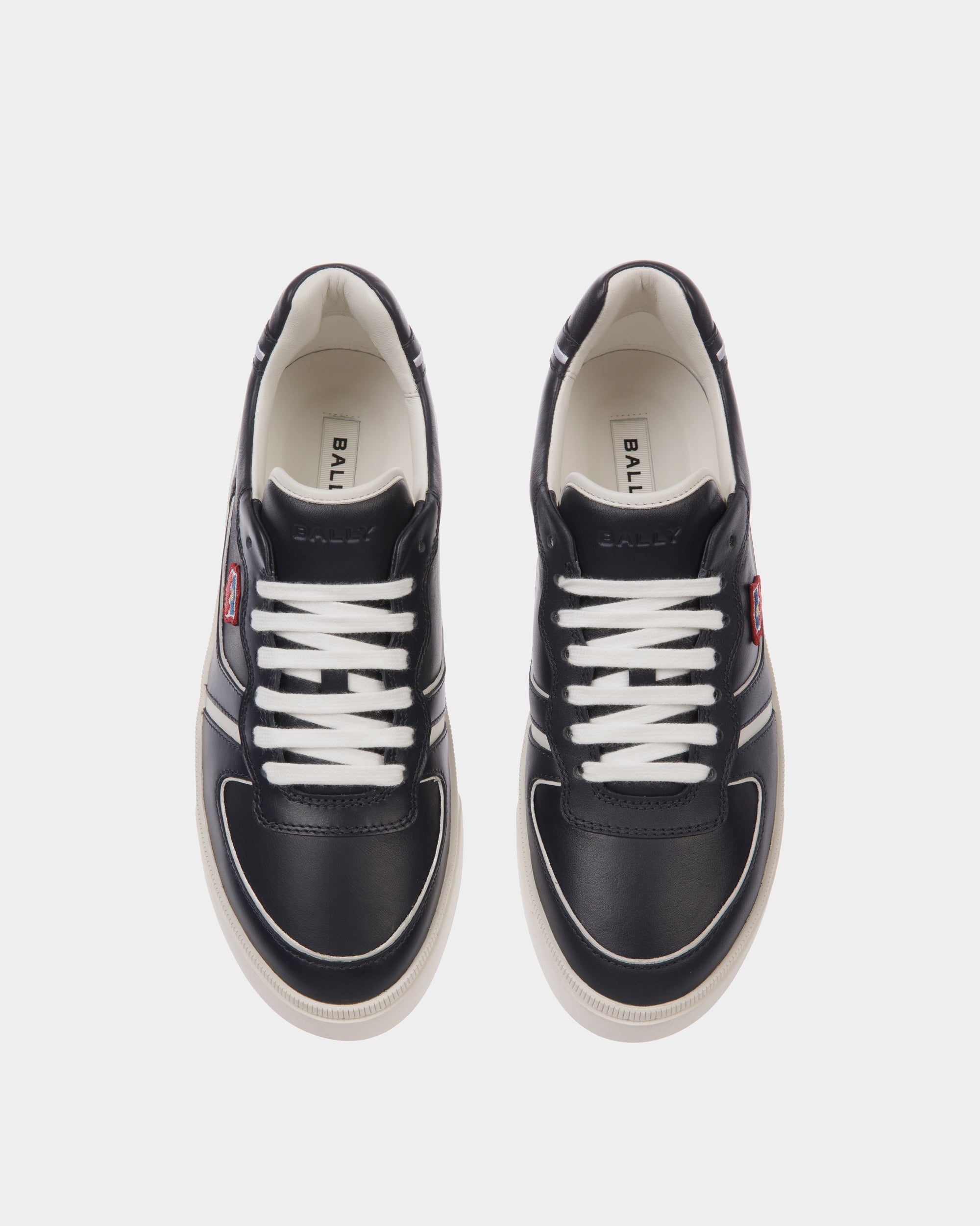Raise Sneaker Aus Leder In Navy Blue Und Weiß - Herren - Bally - 05