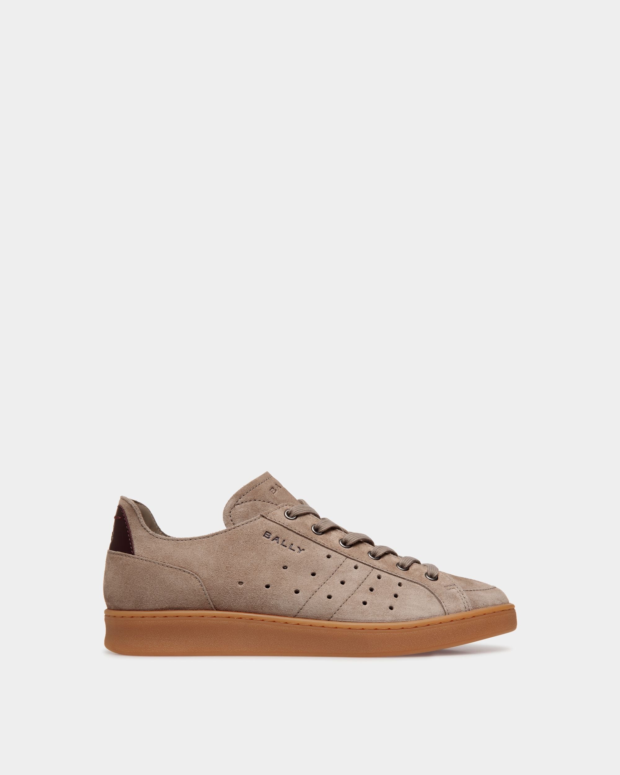 Tennis Sneakers Aus Veloursleder In Taupe Und Tiefem Burgunderrot - Herren - Bally - 01