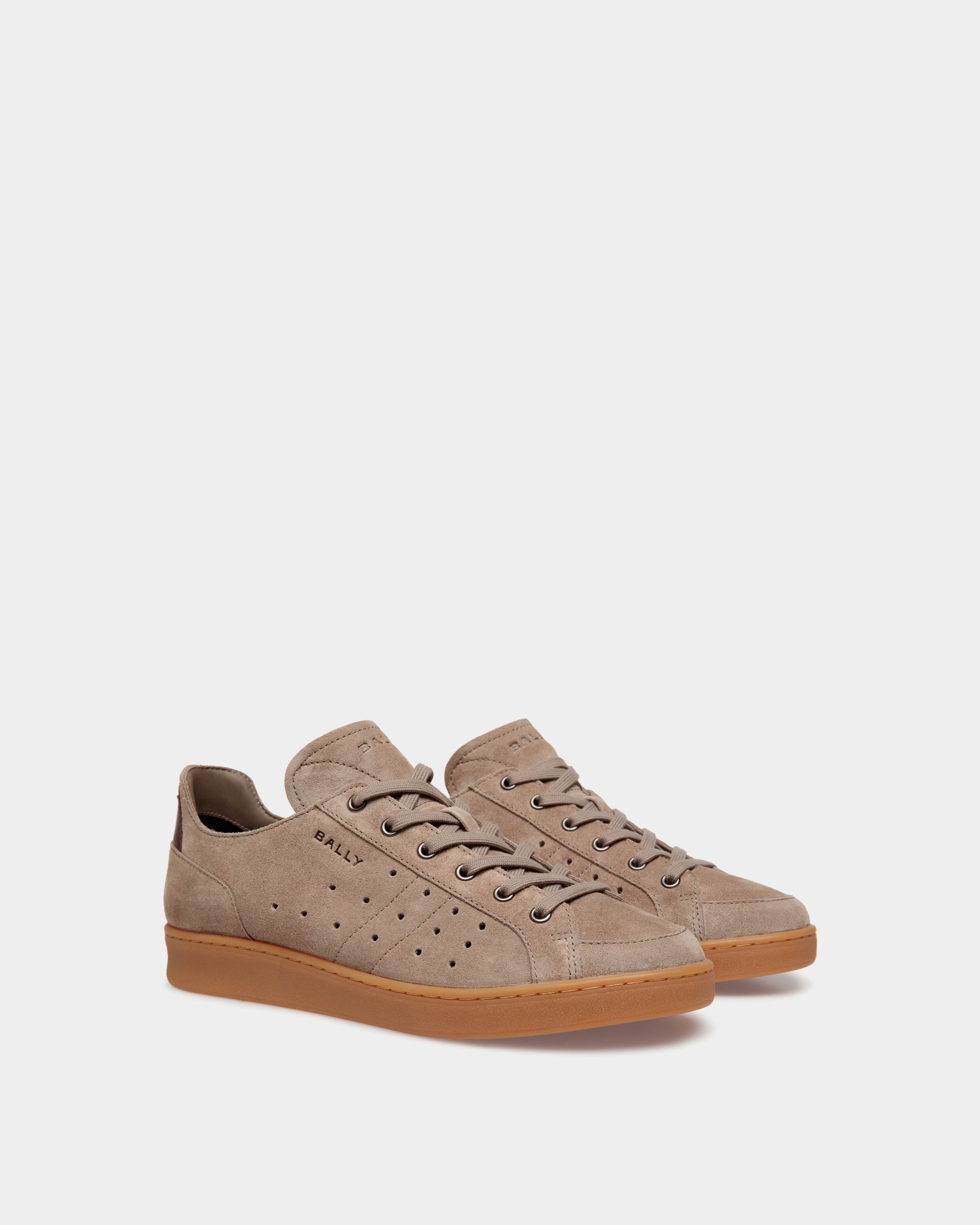 Tennis Sneakers Aus Veloursleder In Taupe Und Tiefem Burgunderrot - Herren - Bally - 03