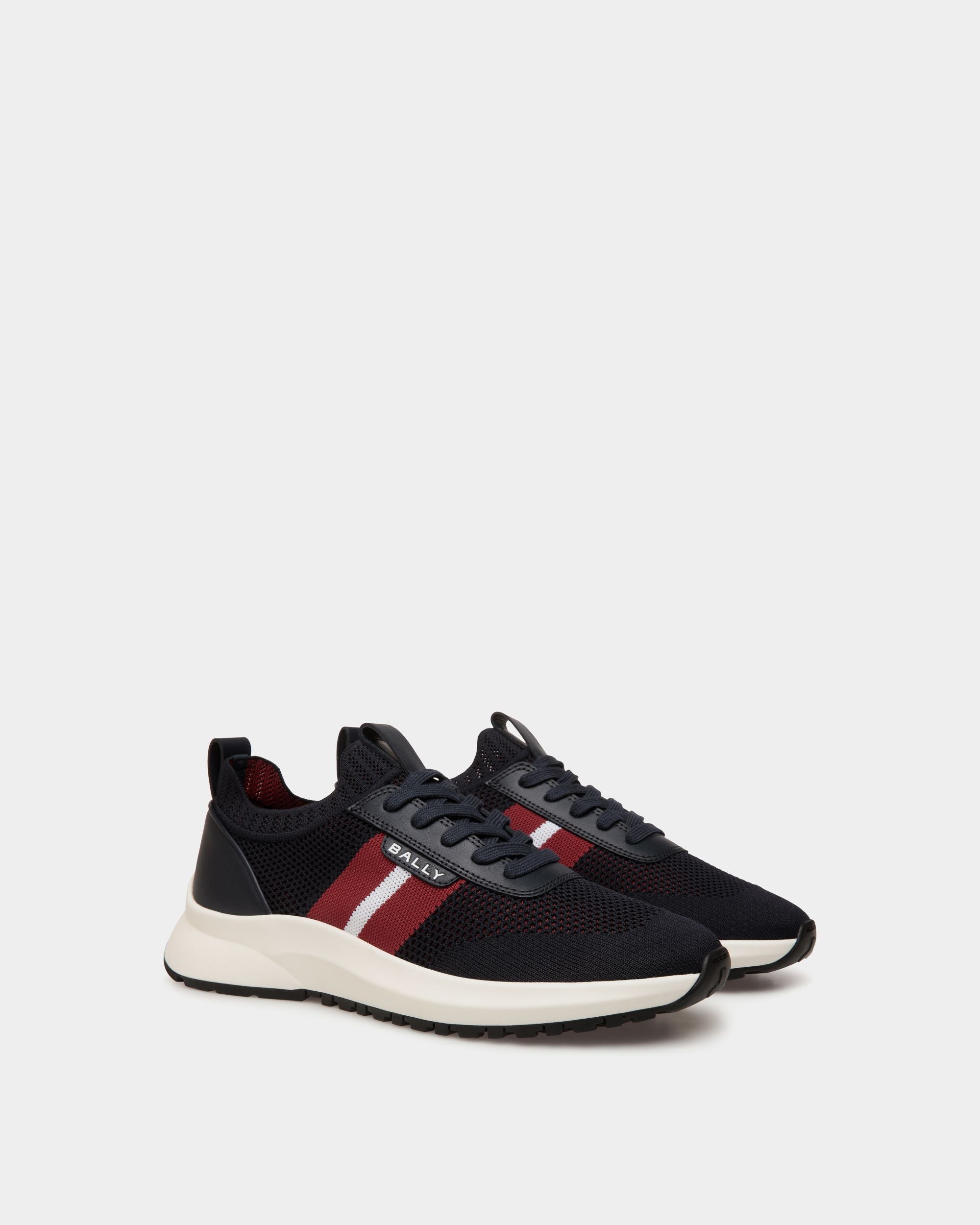 Outline Sneaker in Navy Blue Knit - Homme - Bally - 02