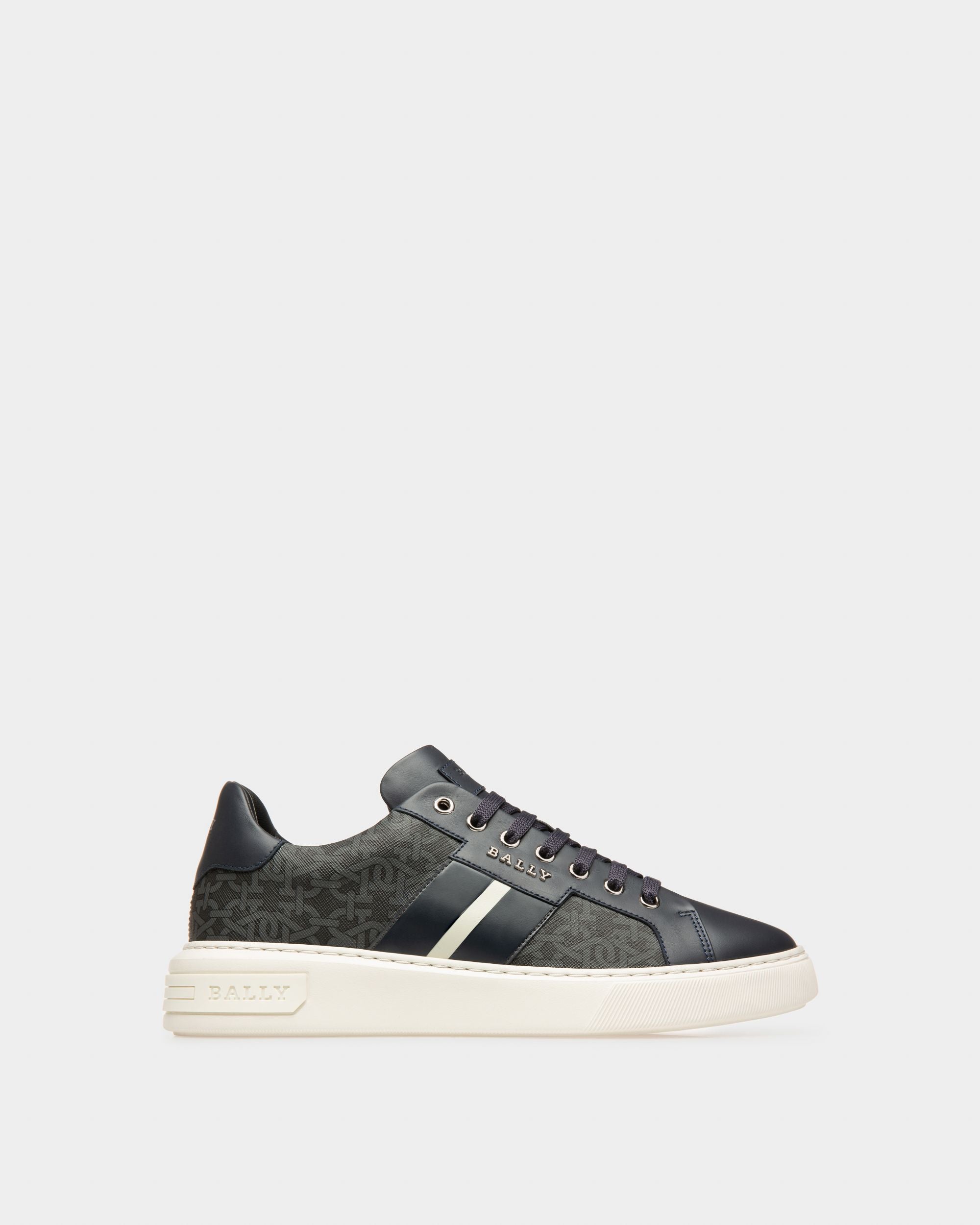 Myron Sneakers En Mélange De Coton Et Cuir Gris Et Bleu Marine - Homme - Bally - 01