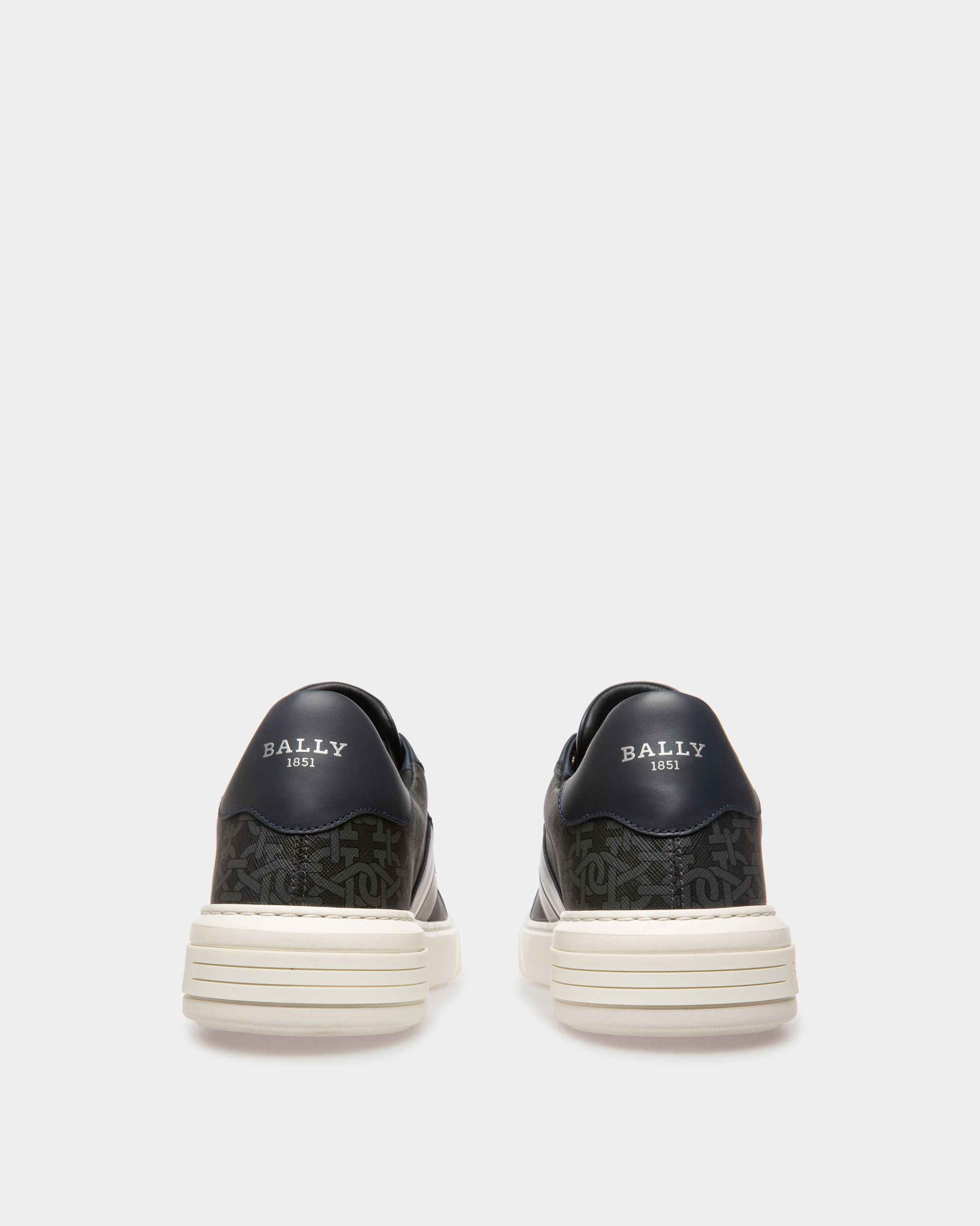 Myron Sneakers En Mélange De Coton Et Cuir Gris Et Bleu Marine - Homme - Bally - 04