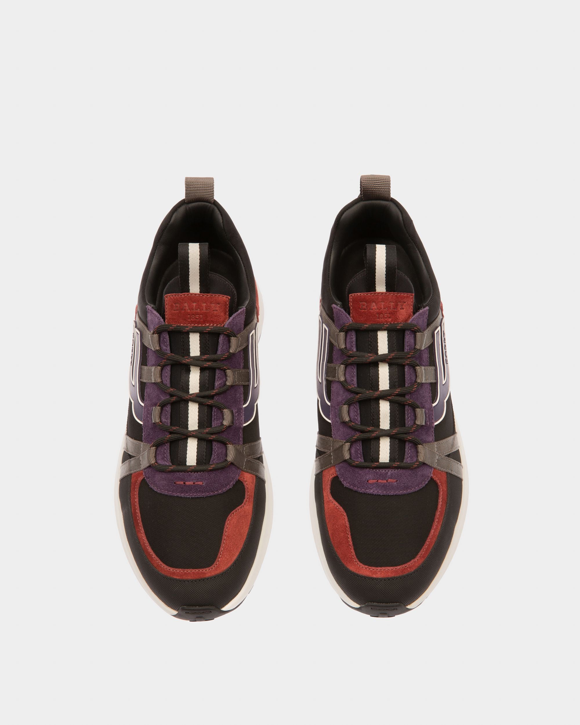 Damon Baskets En Tissu Et Cuir Noir Et Rouge Héritage - Homme - Bally - 03