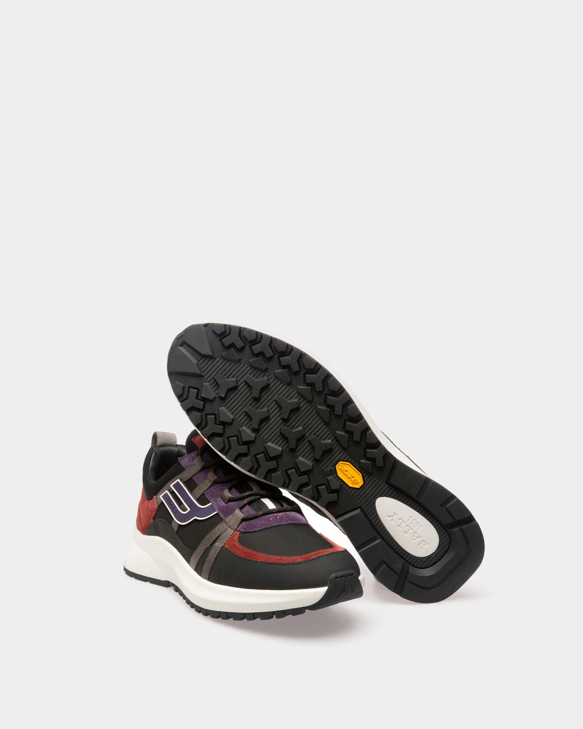 Damon Baskets En Tissu Et Cuir Noir Et Rouge Héritage - Homme - Bally - 05