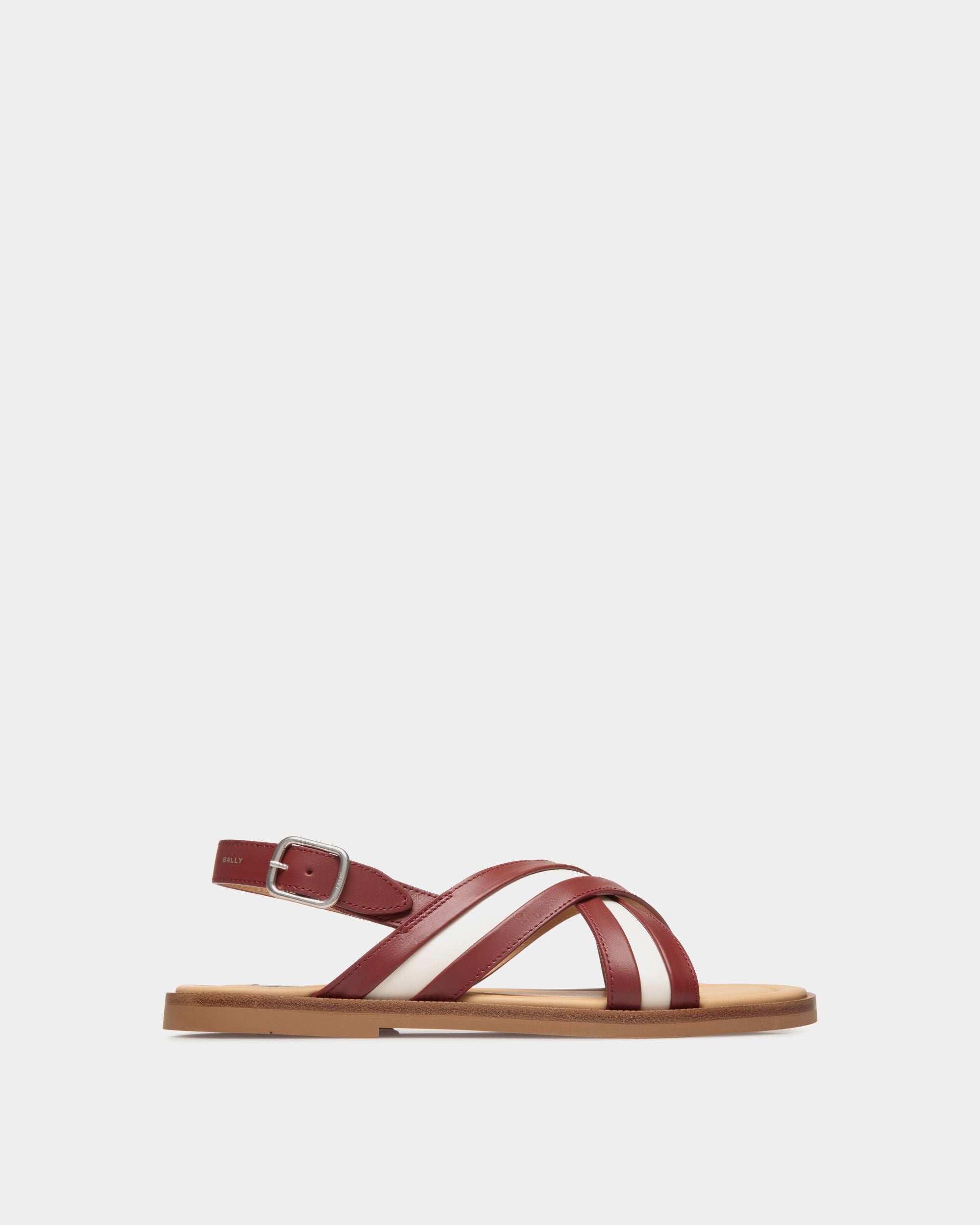Sandalia Glide De Piel Roja Y Blanca - Hombre - Bally - 01