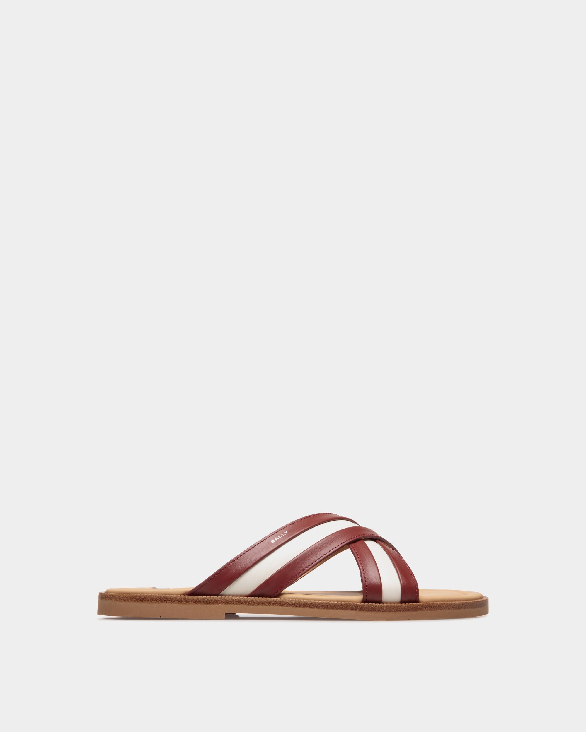 Glide Sandal in Red and White Fabric and Brown Leather - Herren - Bally - 01