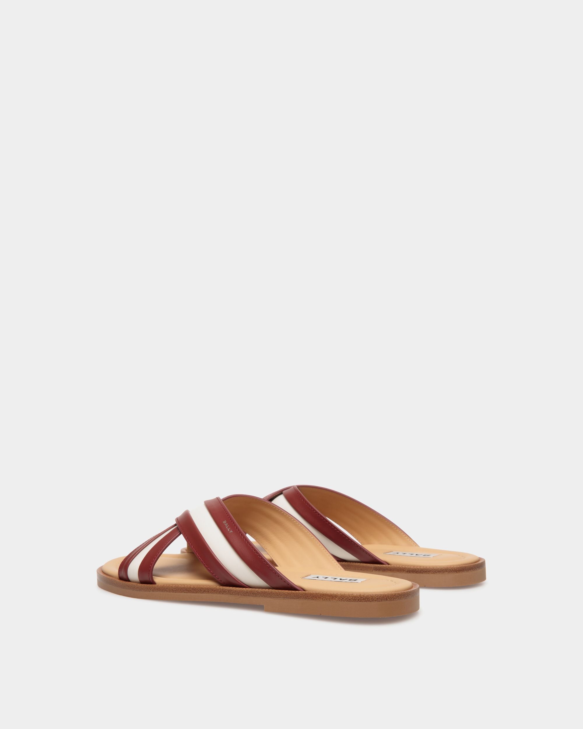 Glide Sandal in Red and White Fabric and Brown Leather - Herren - Bally - 03