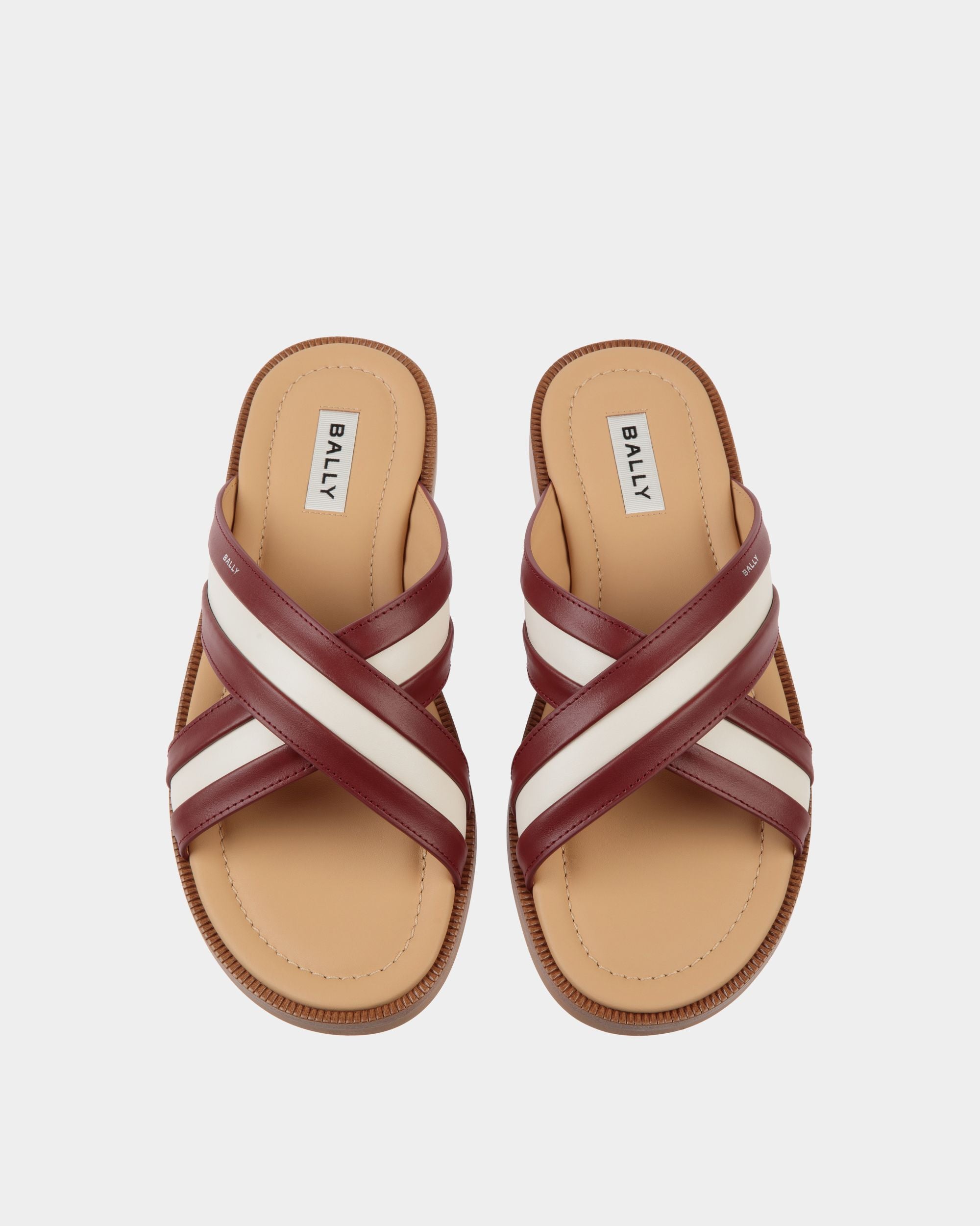 Glide Sandal in Red and White Fabric and Brown Leather - Herren - Bally - 04