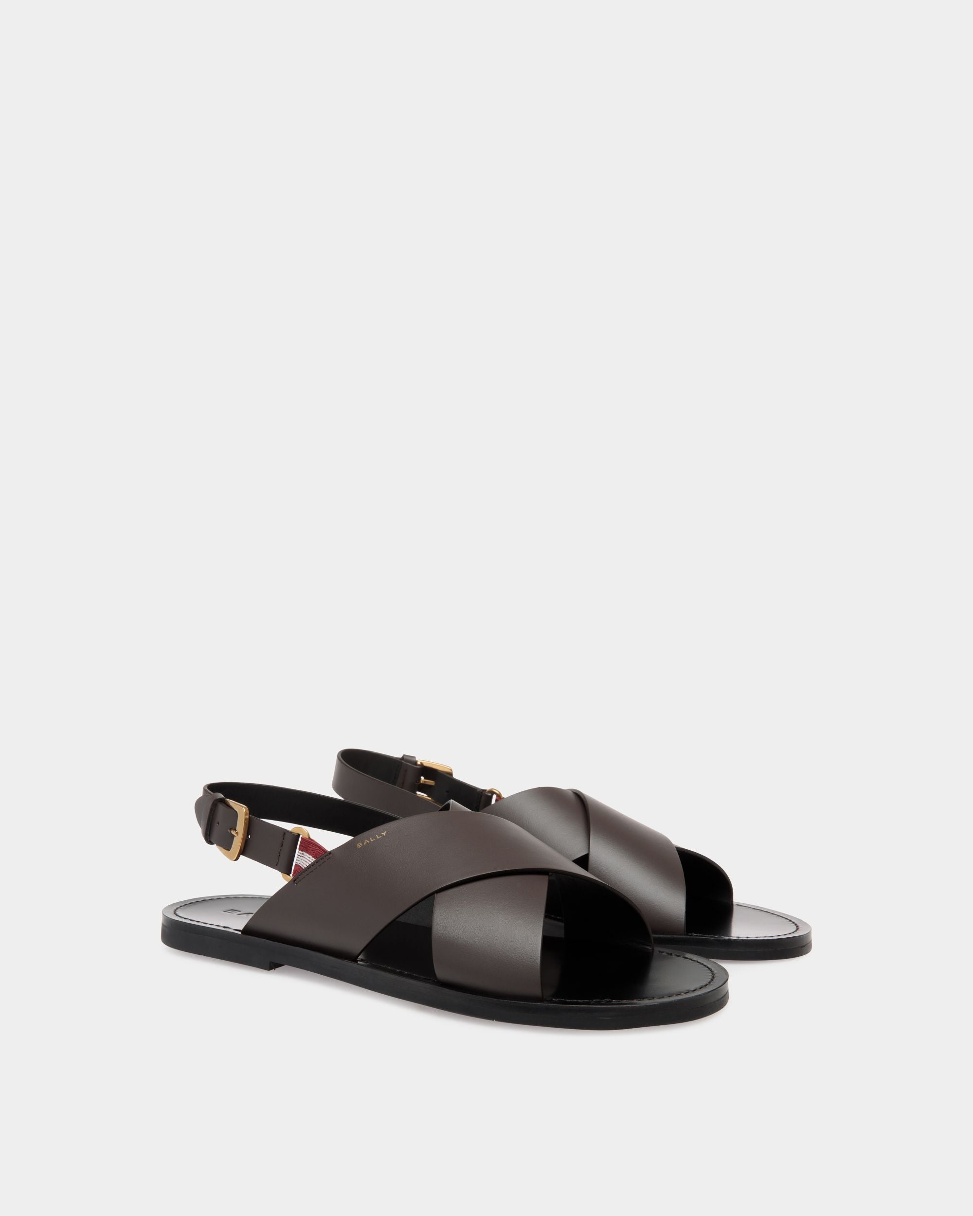 Chateau Sandals In Brown Leather - Homme - Bally - 02