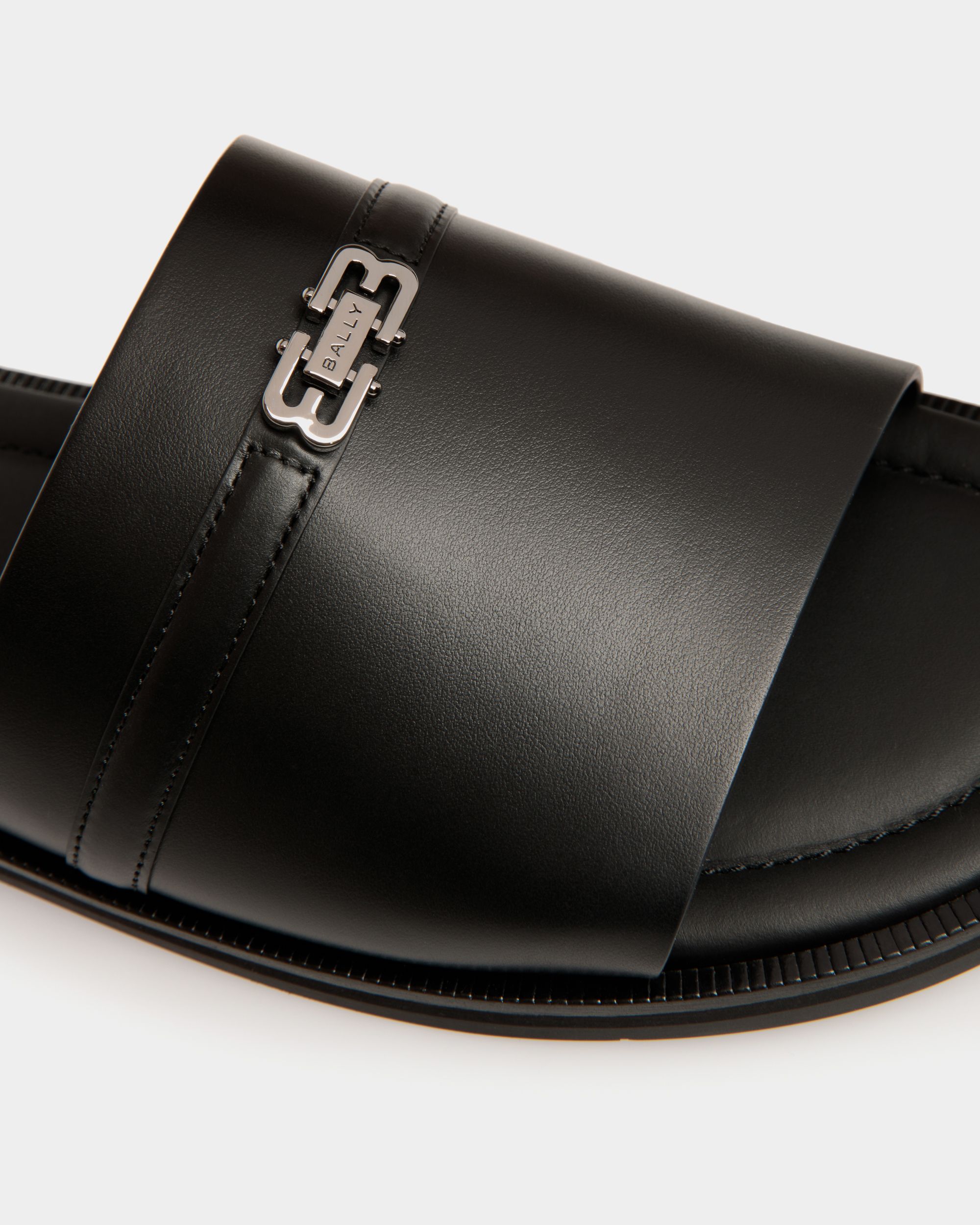 Glide Sandal in Black Leather - Homme - Bally - 05