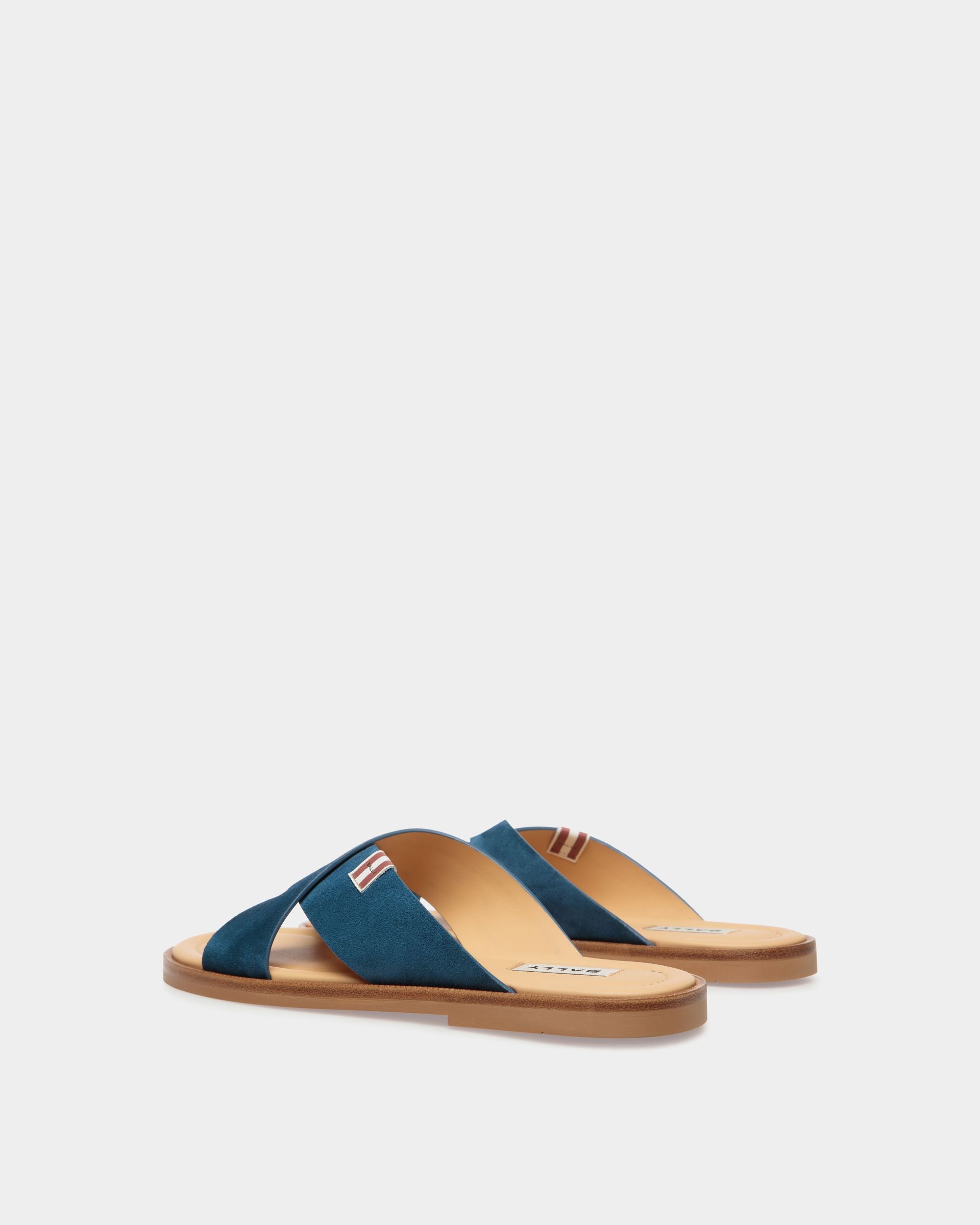 Glide Sandal in Navy Blue Suede - Homme - Bally - 03
