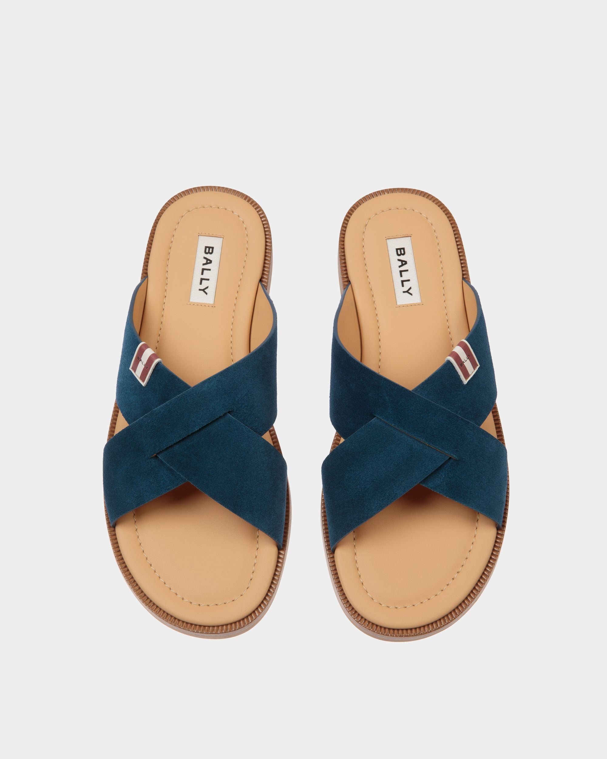 Glide Sandal in Navy Blue Suede - Homme - Bally - 04