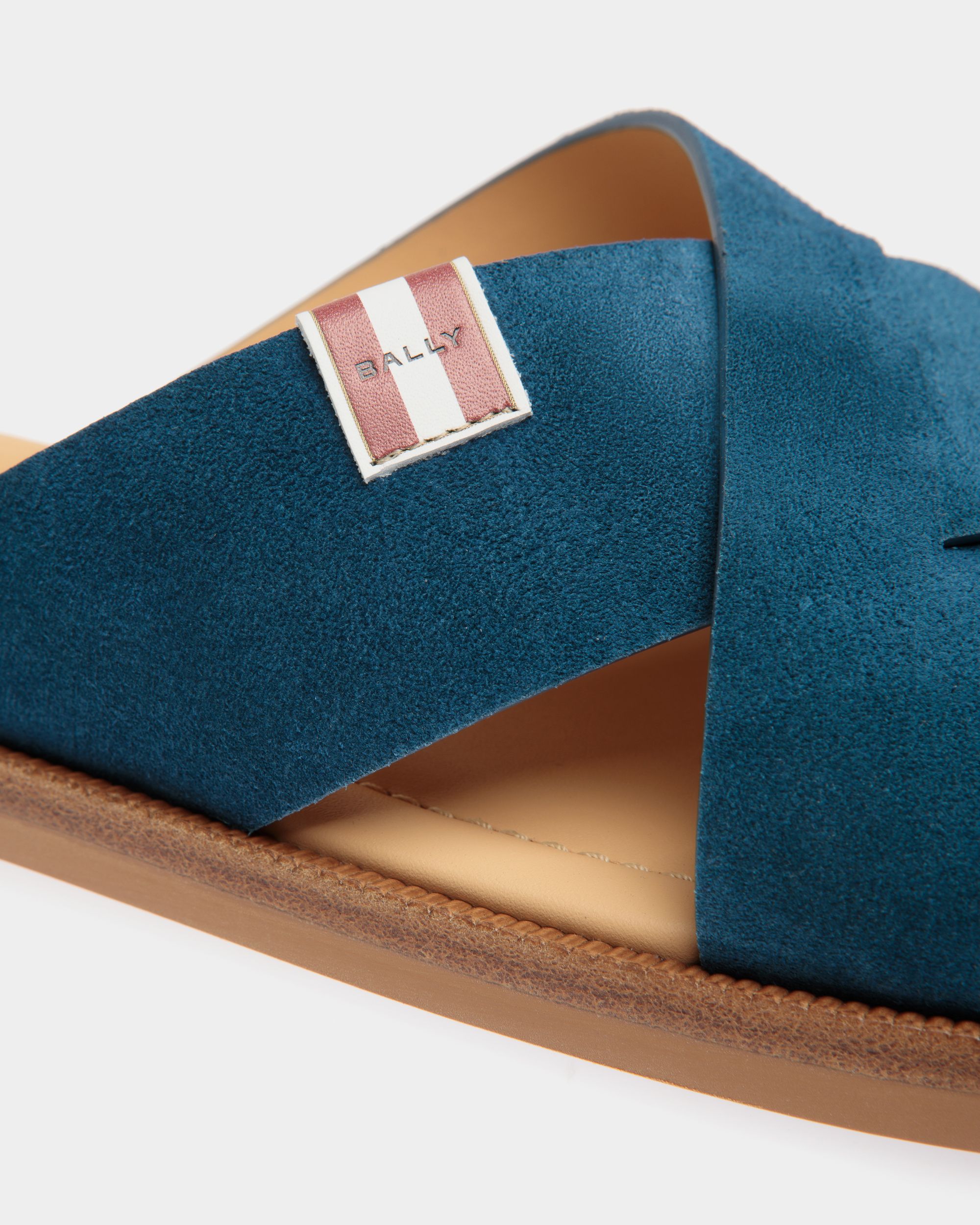 Glide Sandal in Navy Blue Suede - Homme - Bally - 05