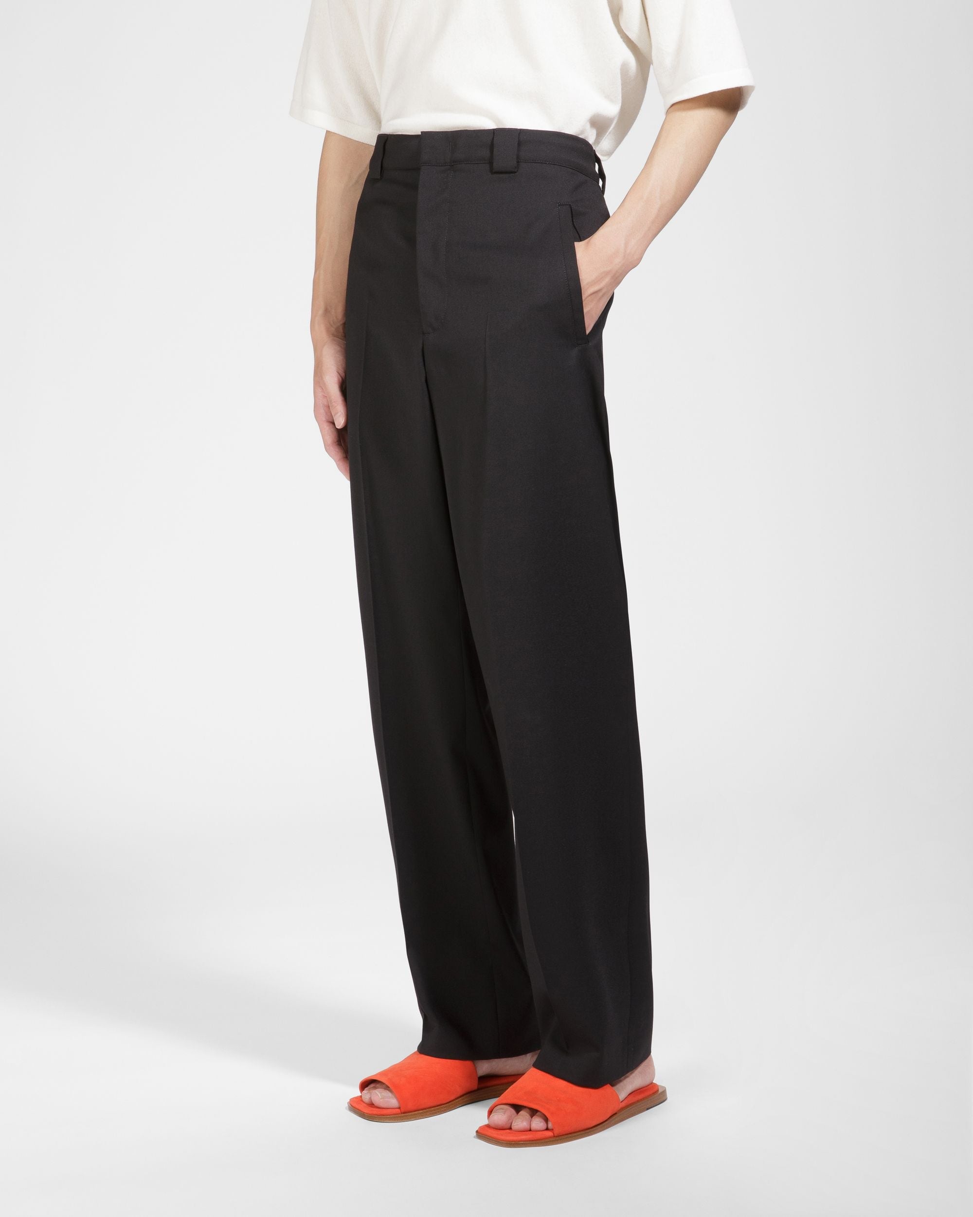 Pantalon Noir En Laine Mélangée - Homme - Bally - 02
