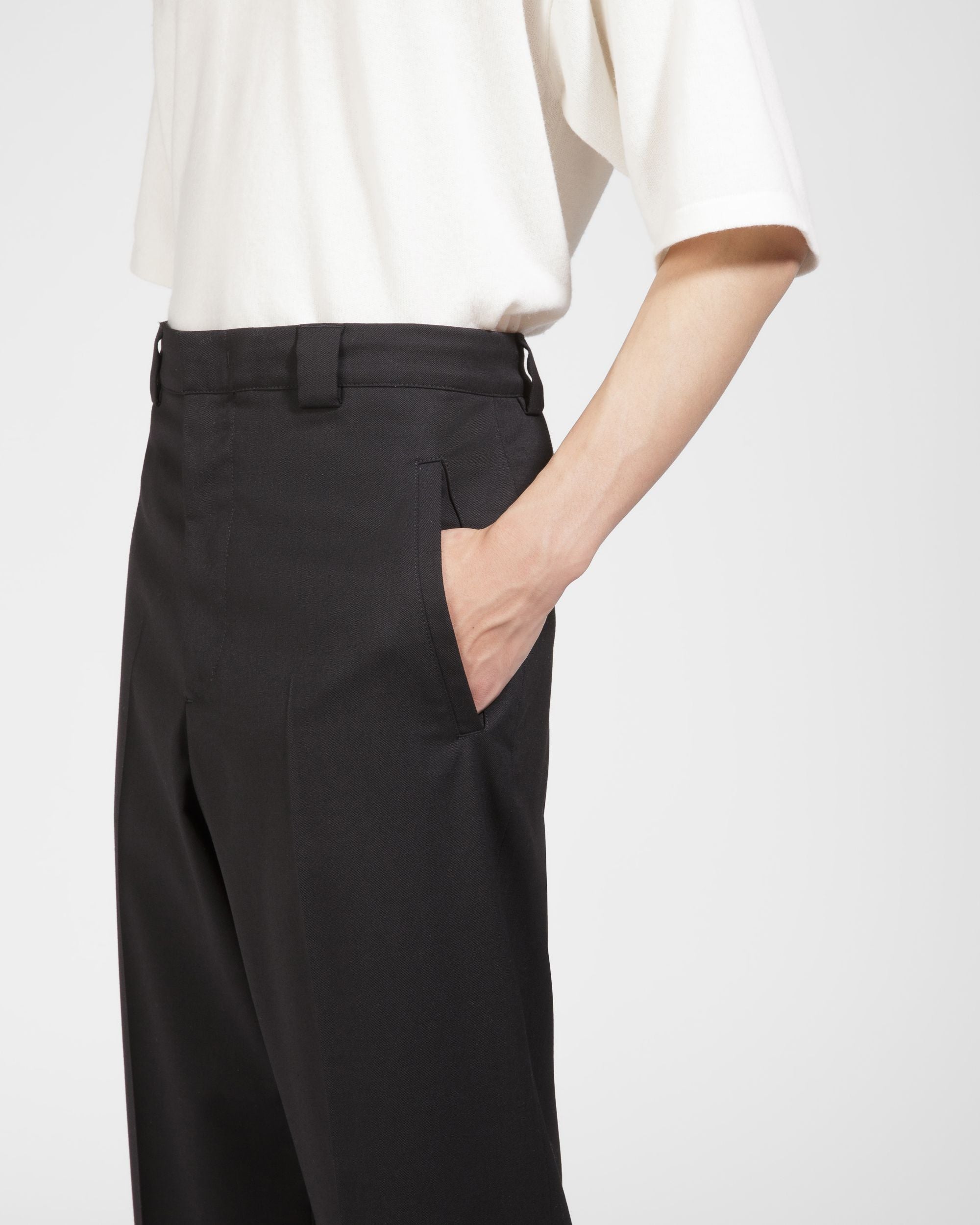 Pantalon Noir En Laine Mélangée - Homme - Bally - 04