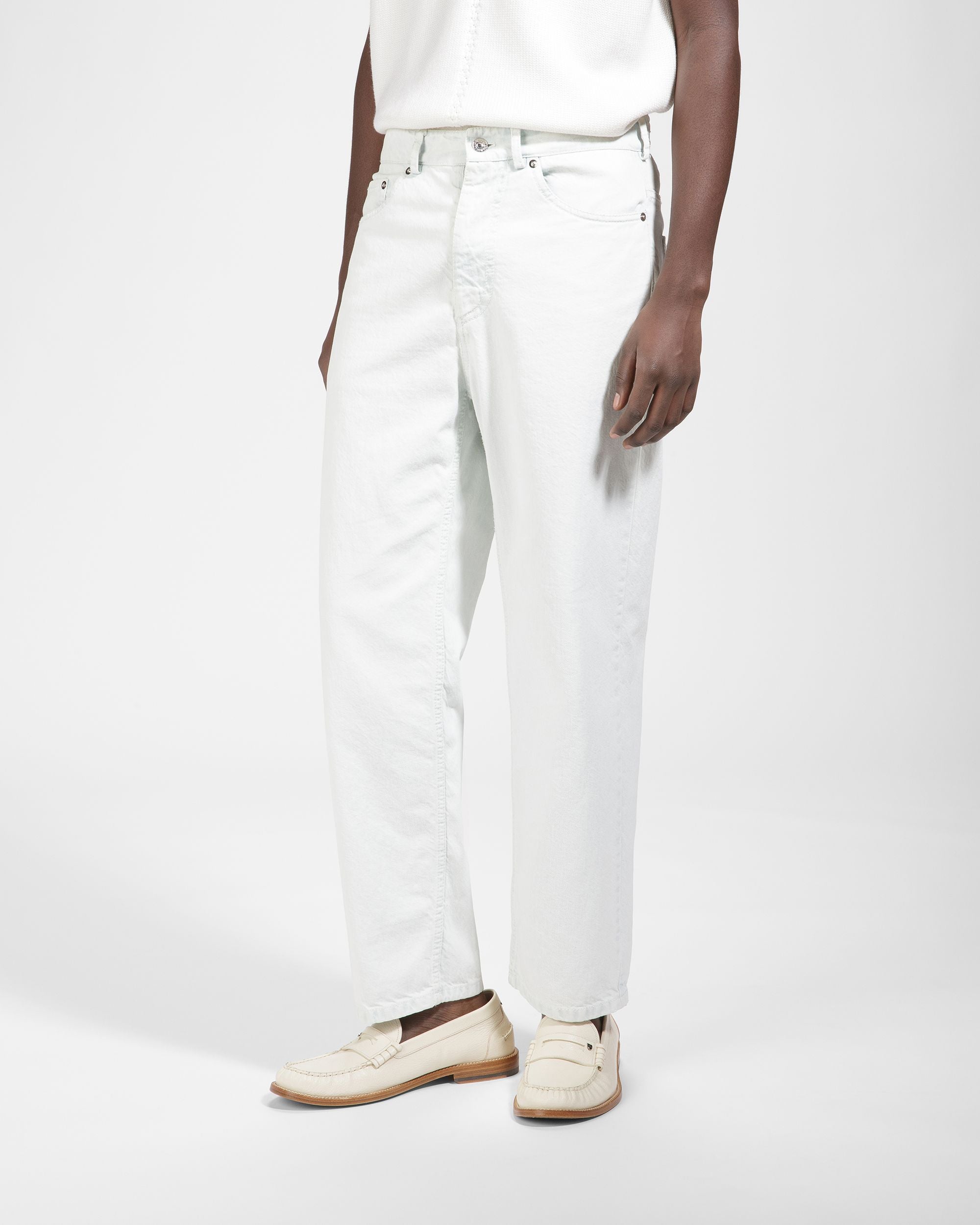 Pantalon En Denim De Coton Blanc Délavé - Homme - Bally - 03