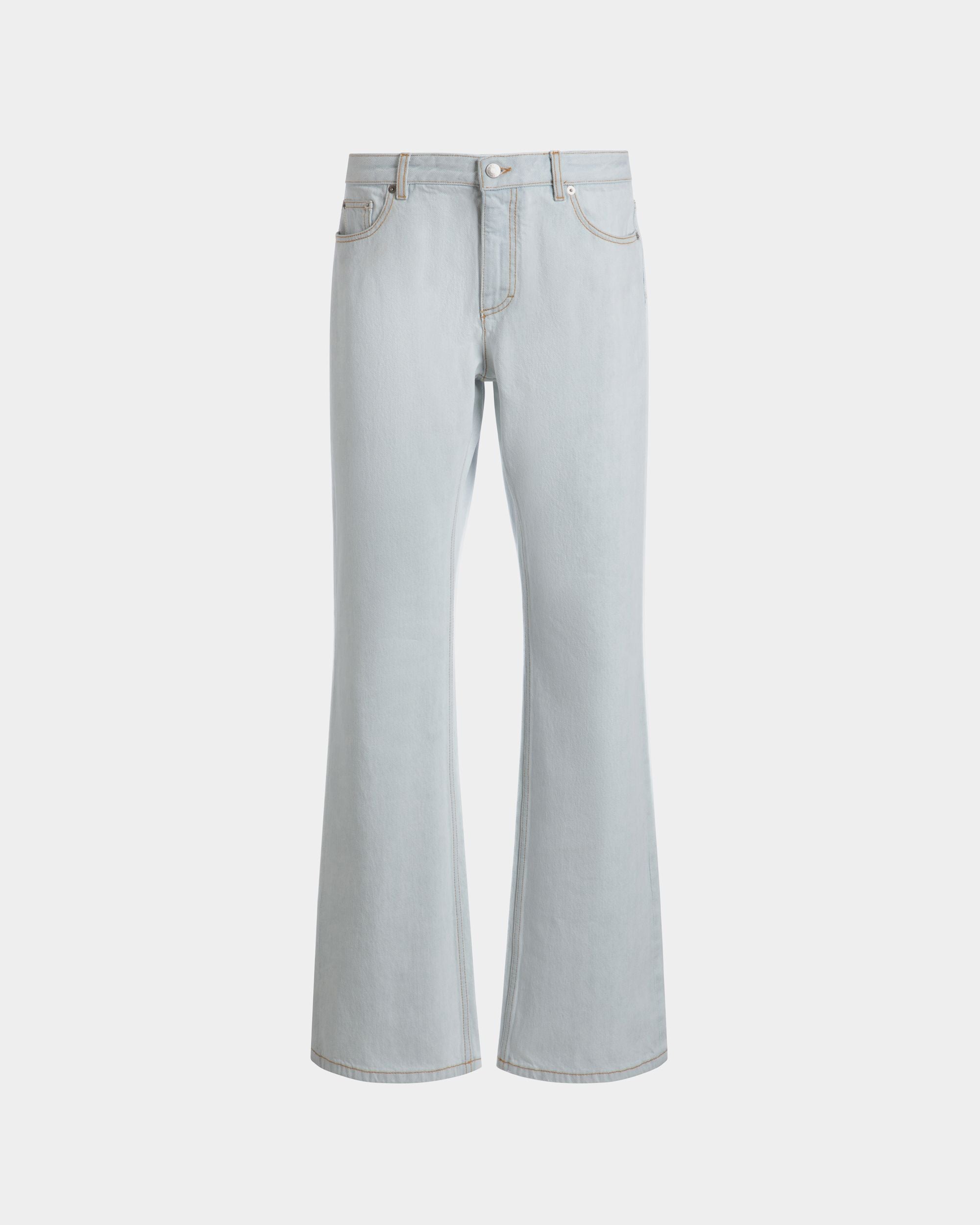 Flared Denim Pants in Light Blue Cotton - Homme - Bally - 01