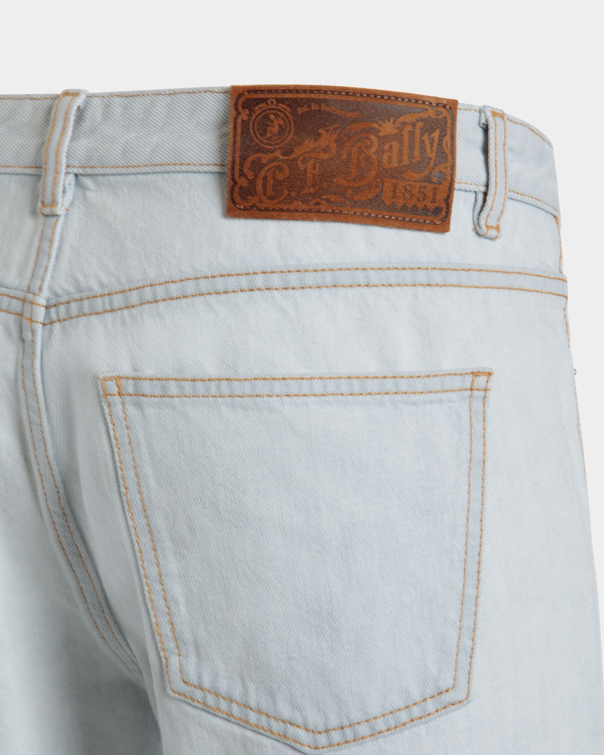 Flared Denim Pants in Light Blue Cotton - Homme - Bally - 02
