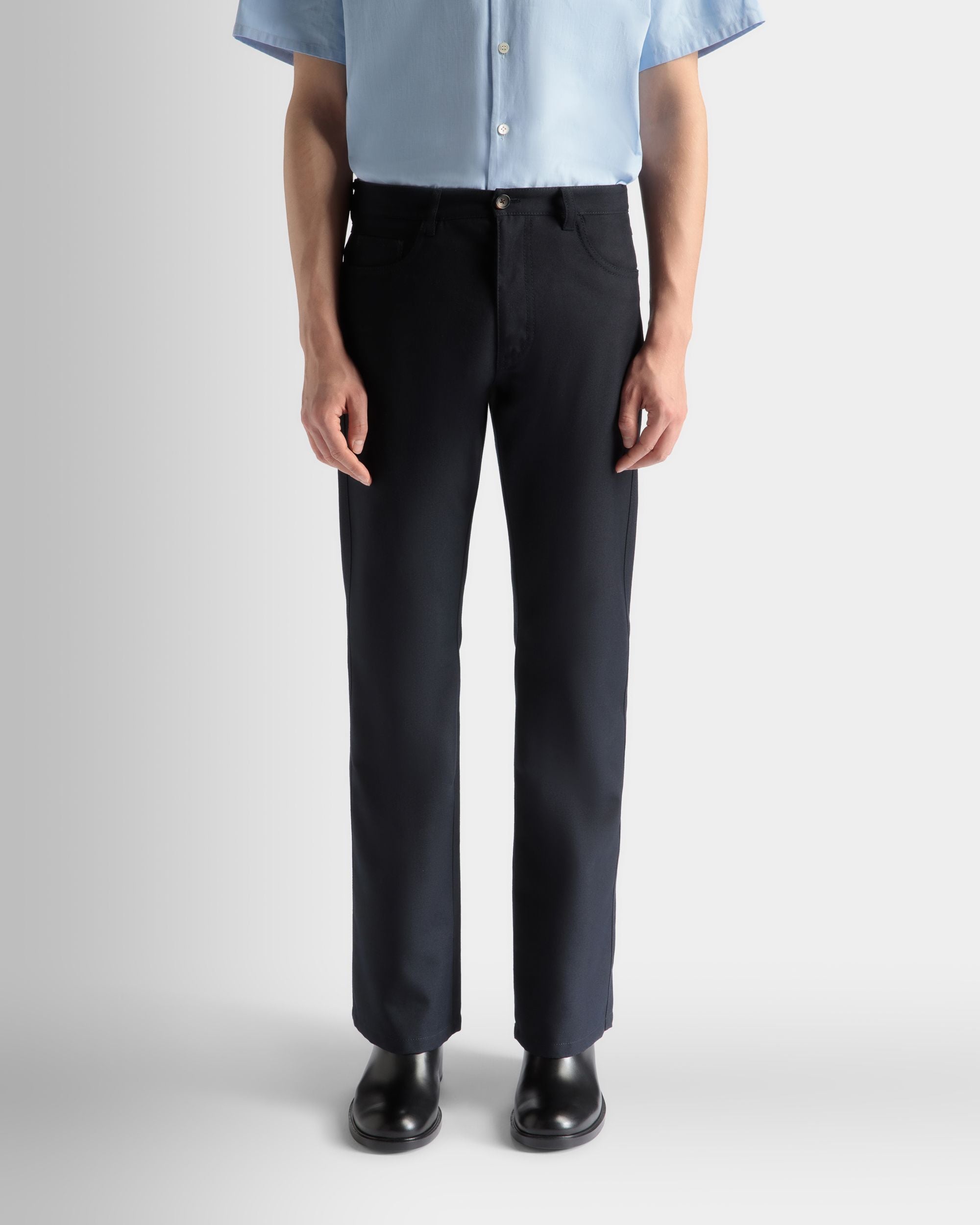 Hose Aus Einer Wollmischung In Navy Blue - Herren - Bally - 03