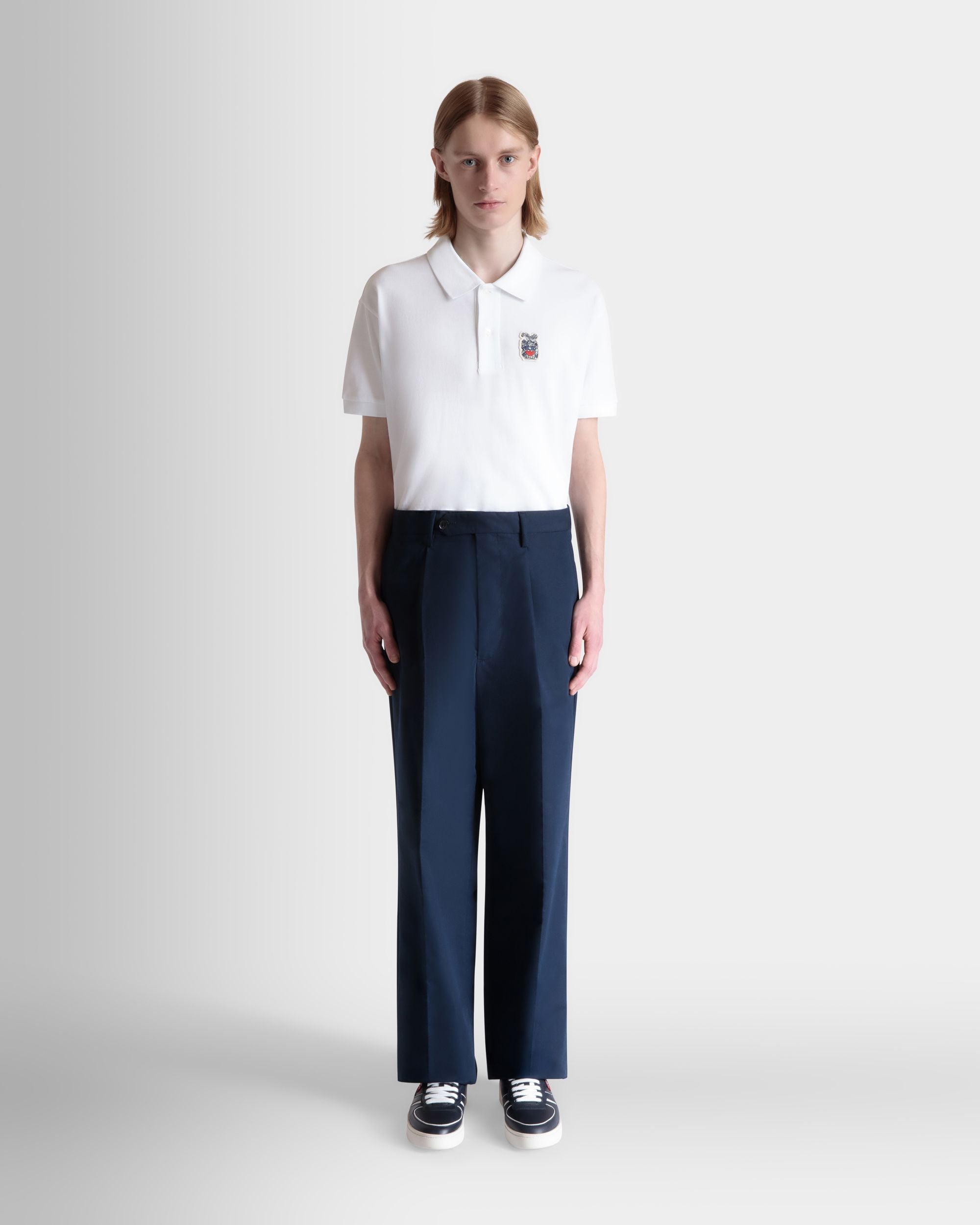 Pantalon À Pinces Regular En Coton Mélangé Navy Blue - Homme - Bally - 02
