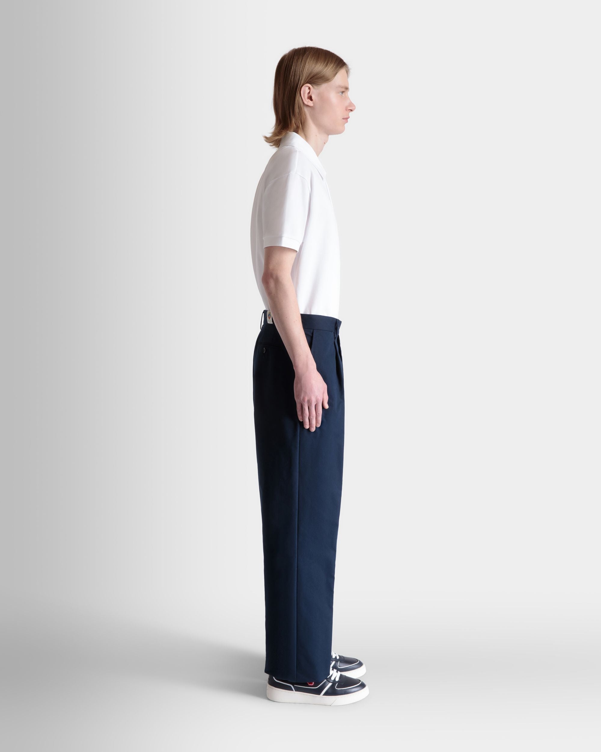 Pantalon À Pinces Regular En Coton Mélangé Navy Blue - Homme - Bally - 05