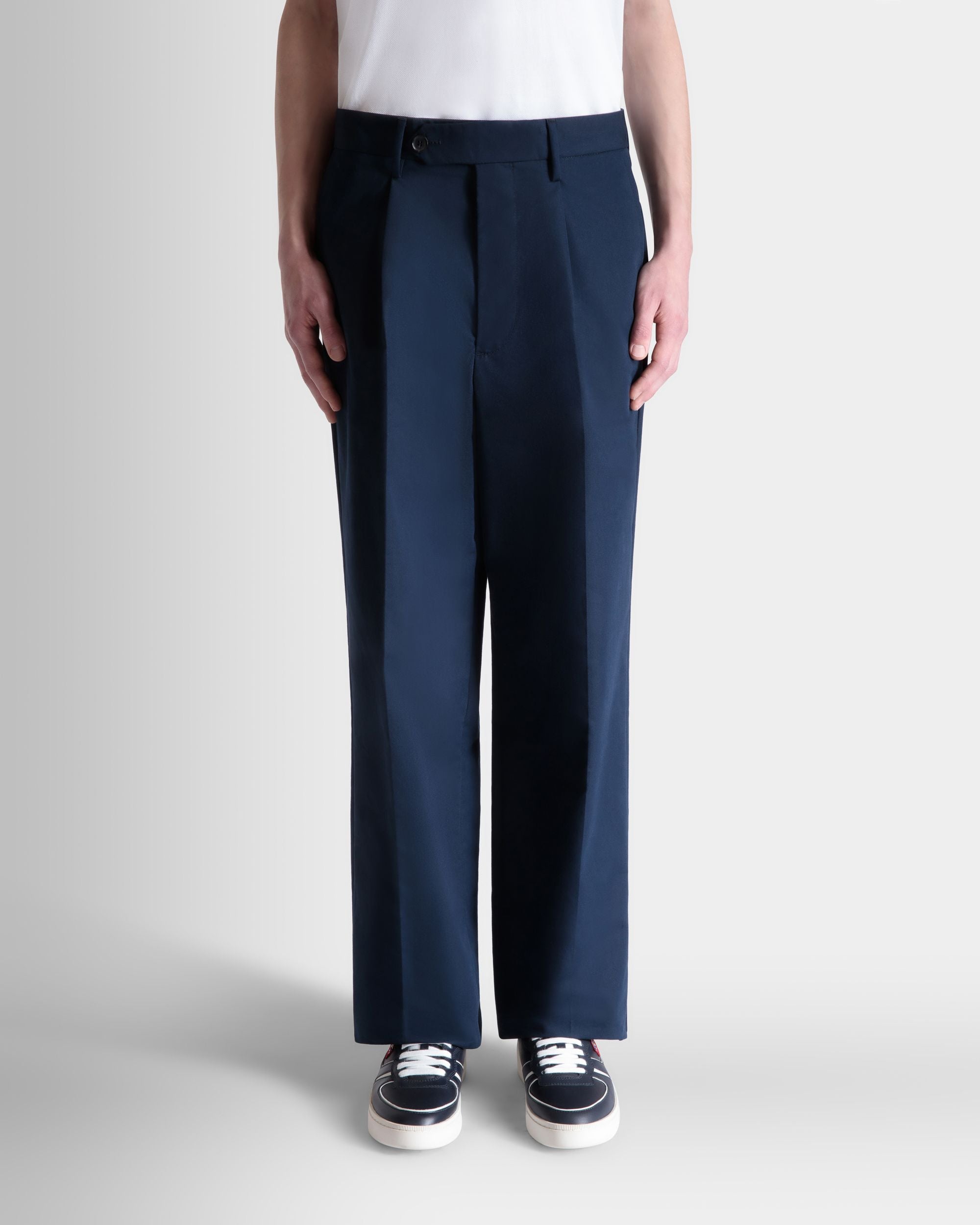 Bundfaltenhose Regular Aus Einer Baumwollmischung In Navy Blue - Herren - Bally - 08