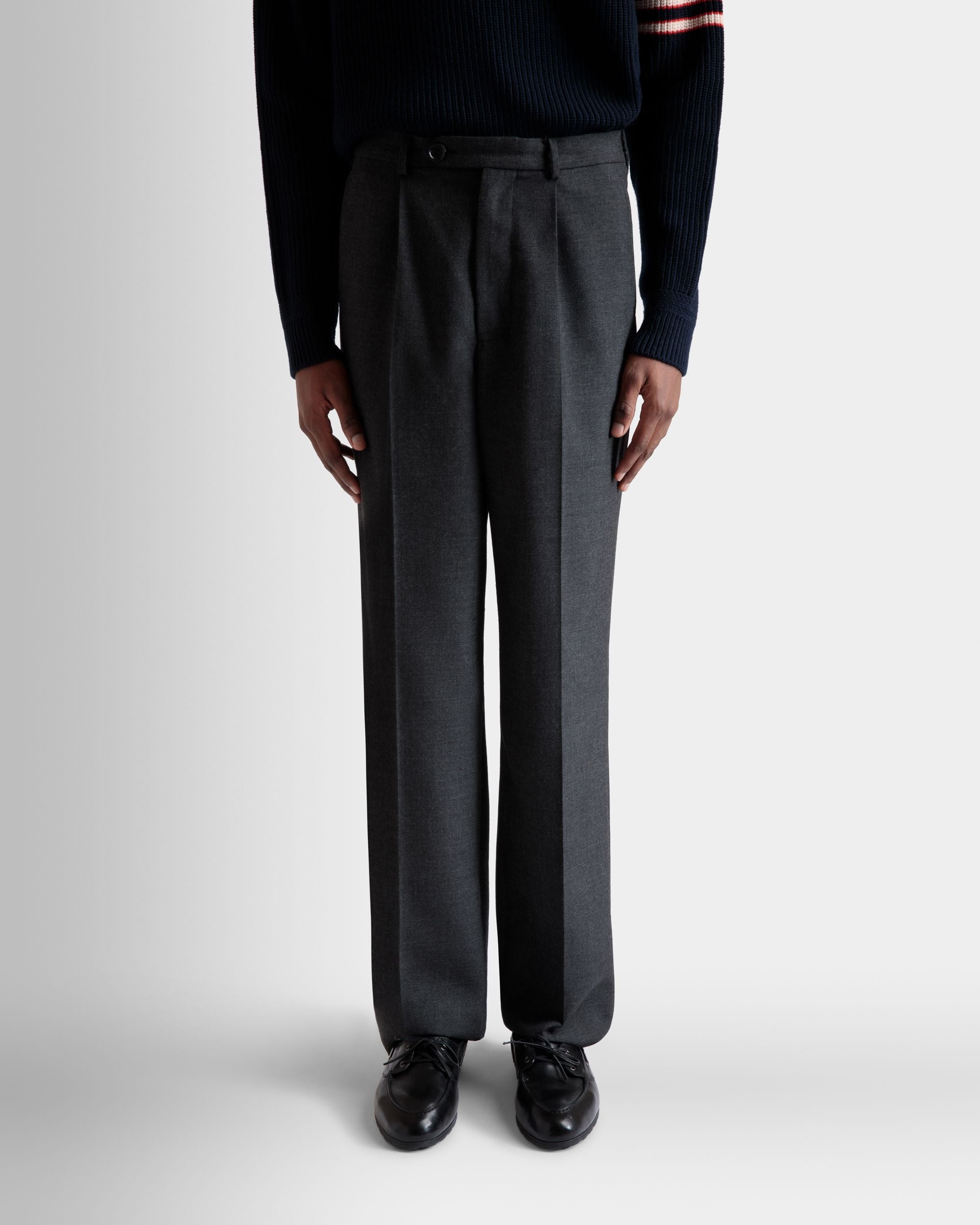 Tailored Pants In Dark Grey Wool Blend - Men's - Bally - 03