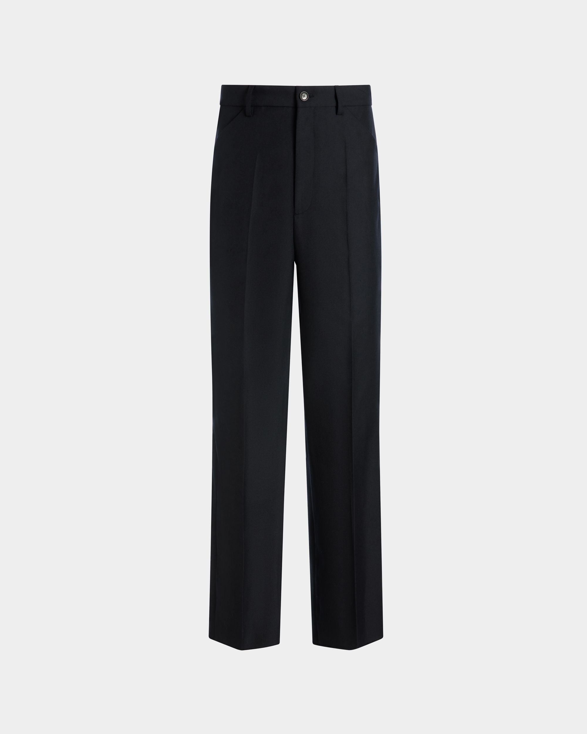 Pantalon Couture En Laine Mélangée Navy Blue - Homme - Bally - 01