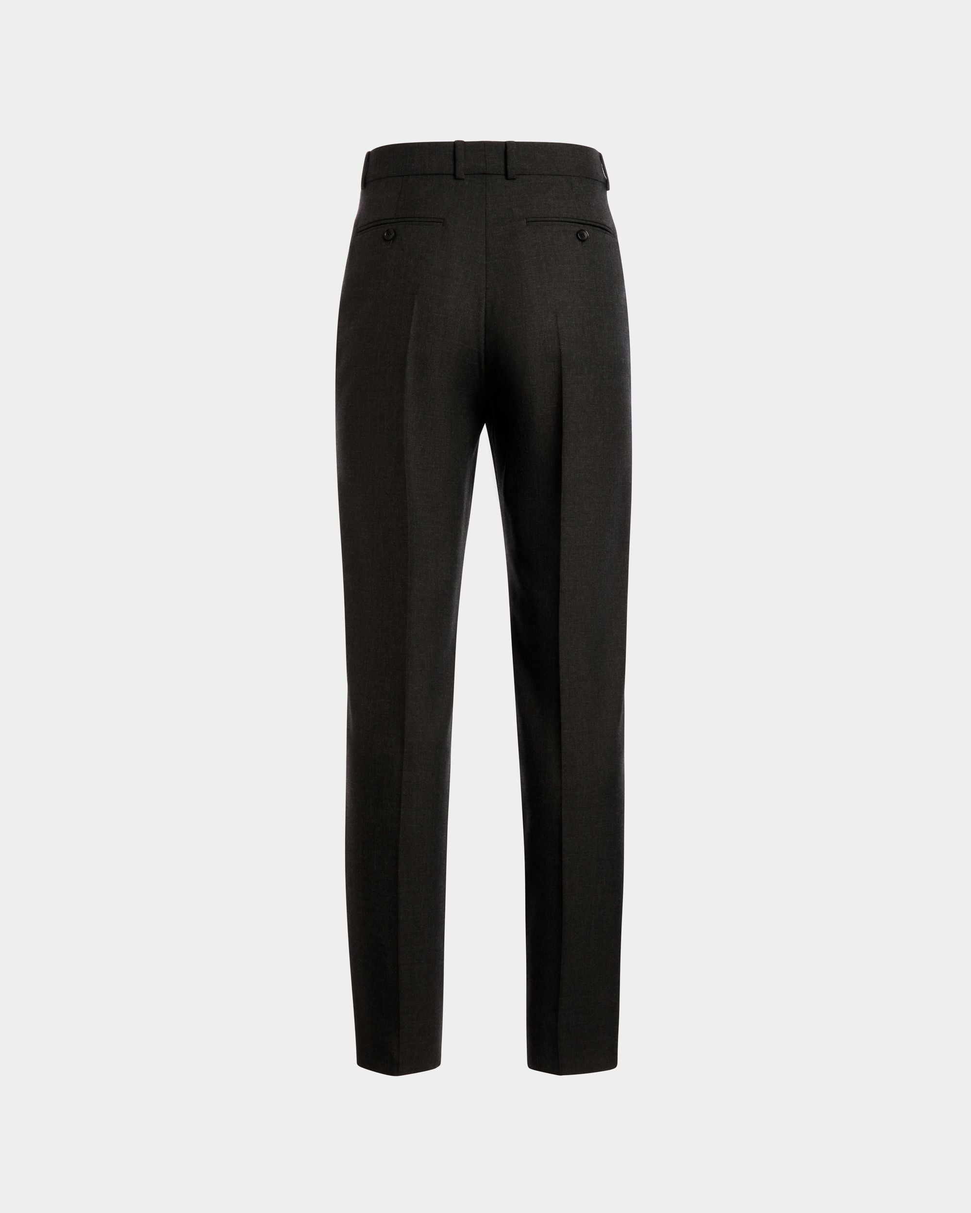 Pantalon À Pinces En Laine Mélangée Gris Chiné - Homme - Bally - 03
