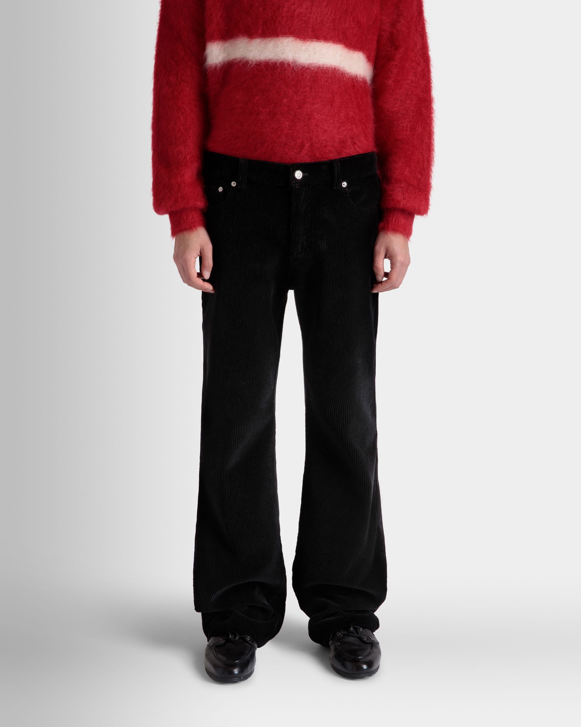Pantalon Denim En Velours Côtelé De Coton Noir - Homme - Bally - 03