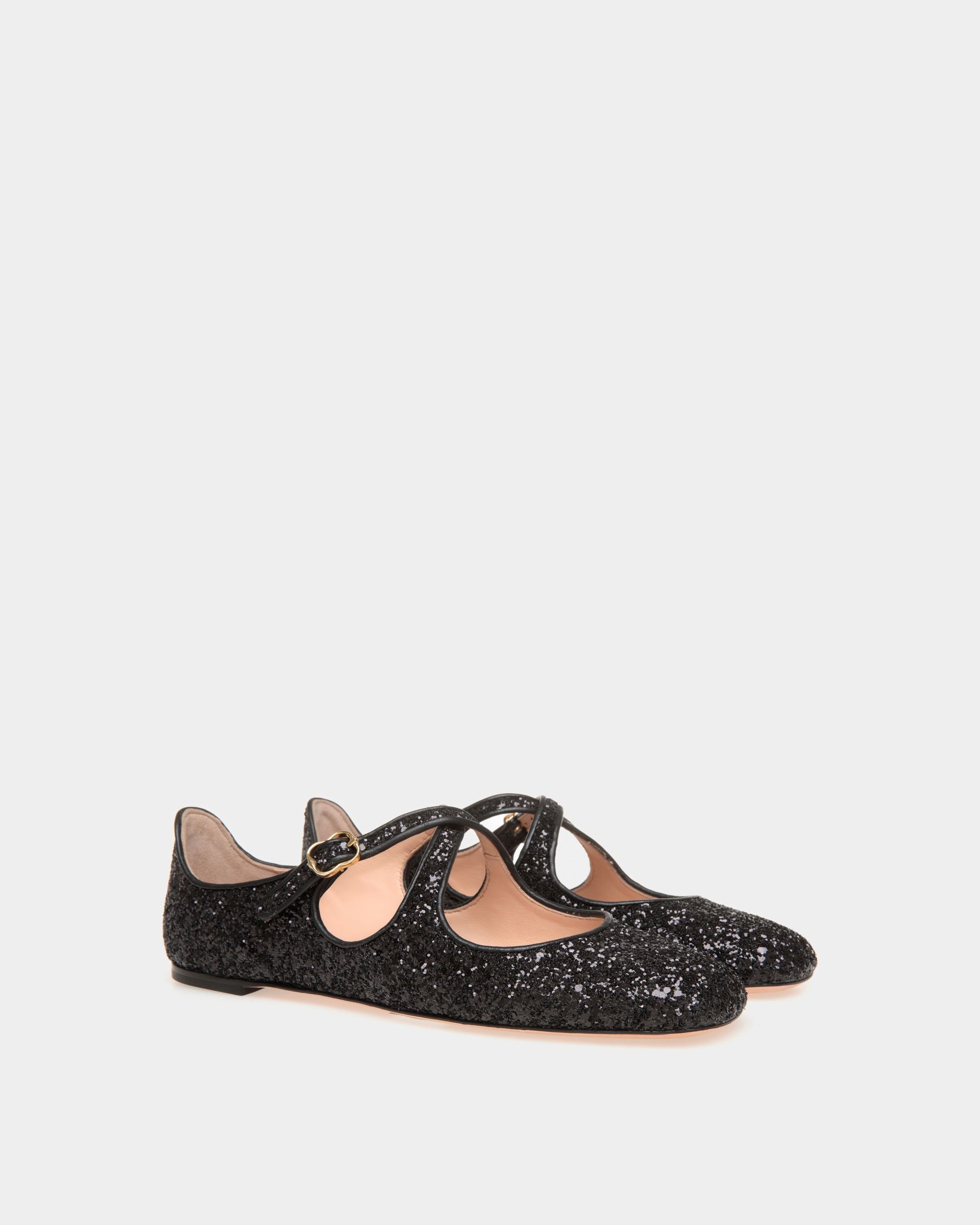 Zapato Plano Ballyrina De Purpurina En Negro - Mujer - Bally - 02