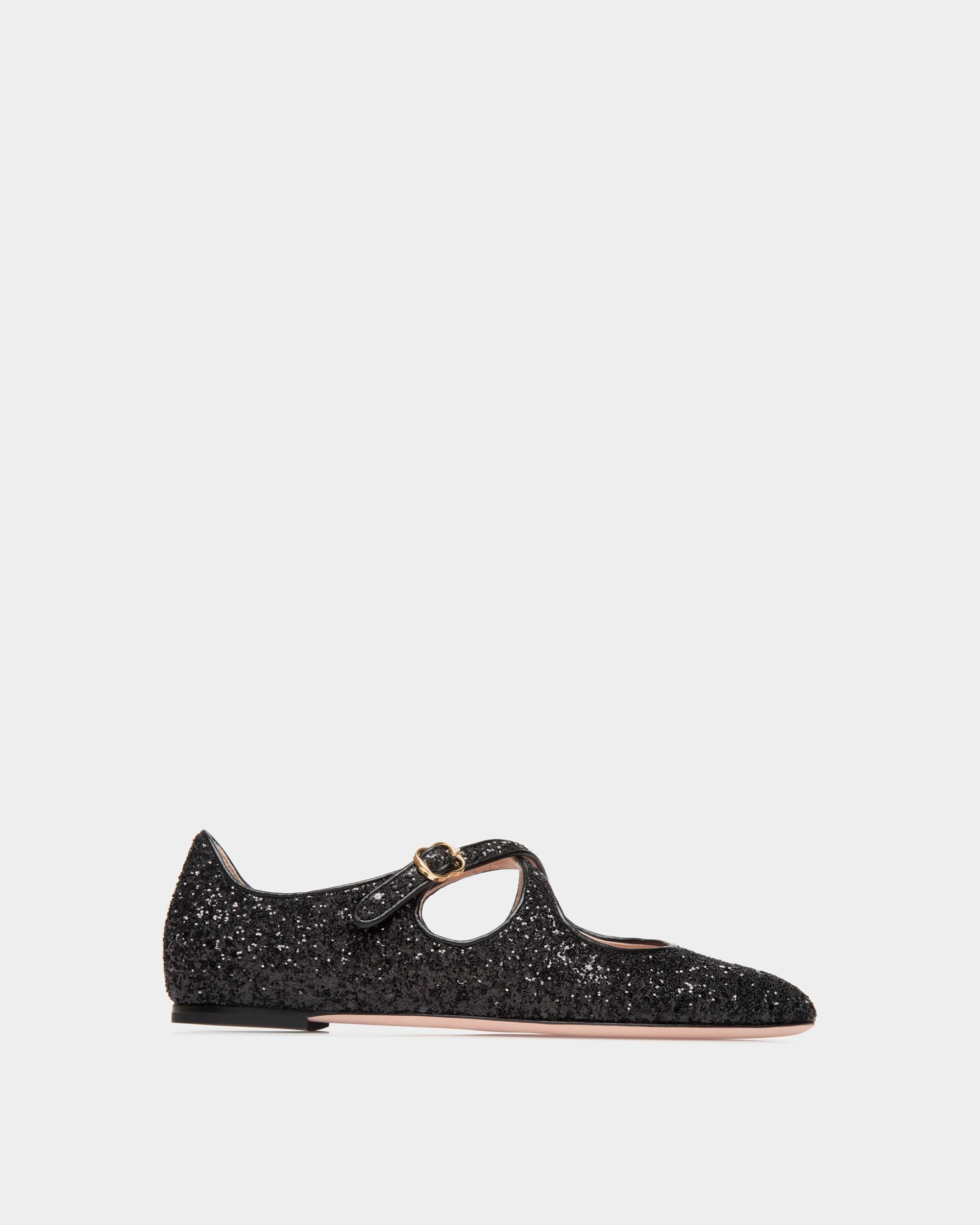 Chaussure À Talon Plat Ballyrina À Paillettes Noires - Femme - Bally - 01