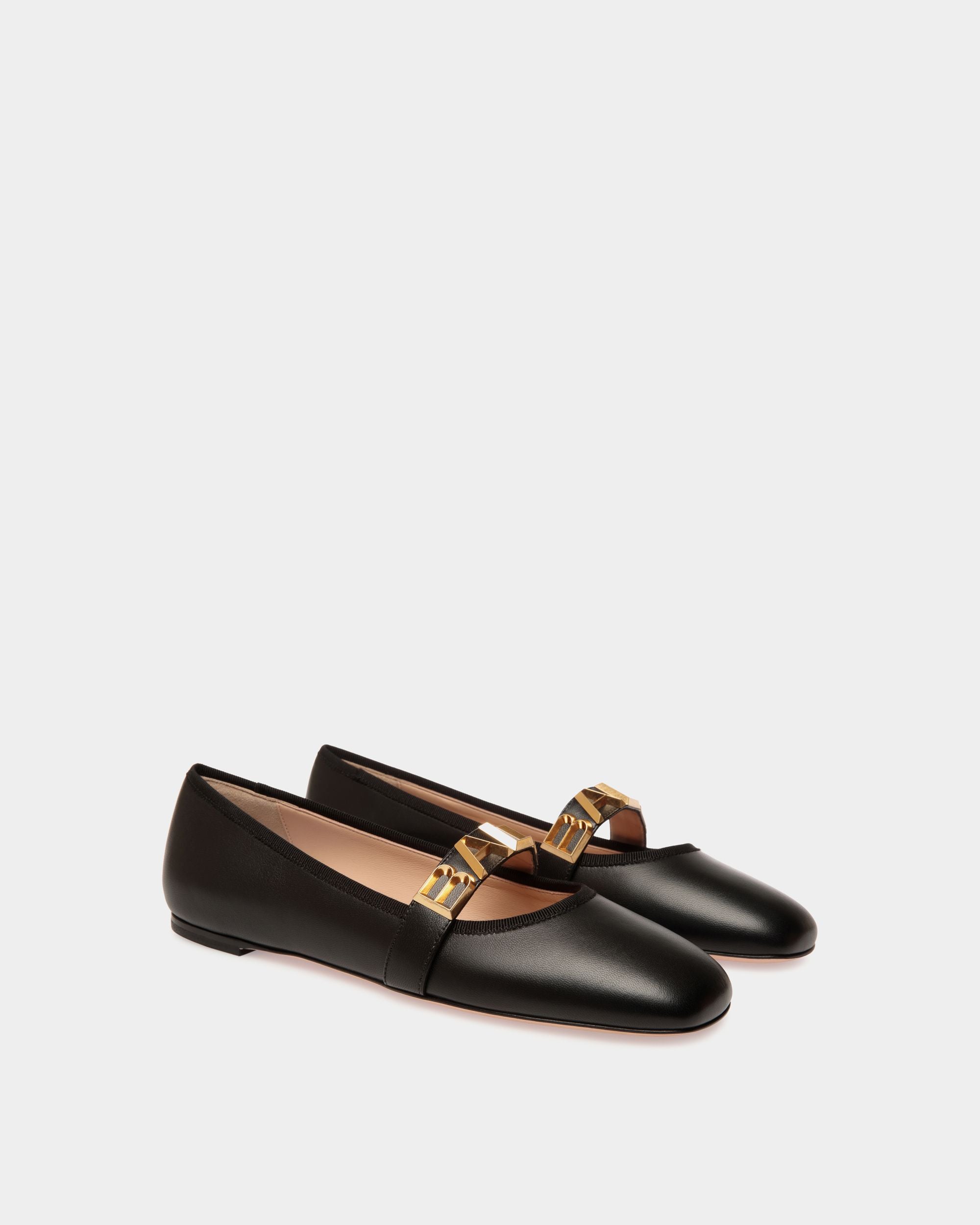 Ballyrina Flat in Black Leather - Women's - Bally - 02