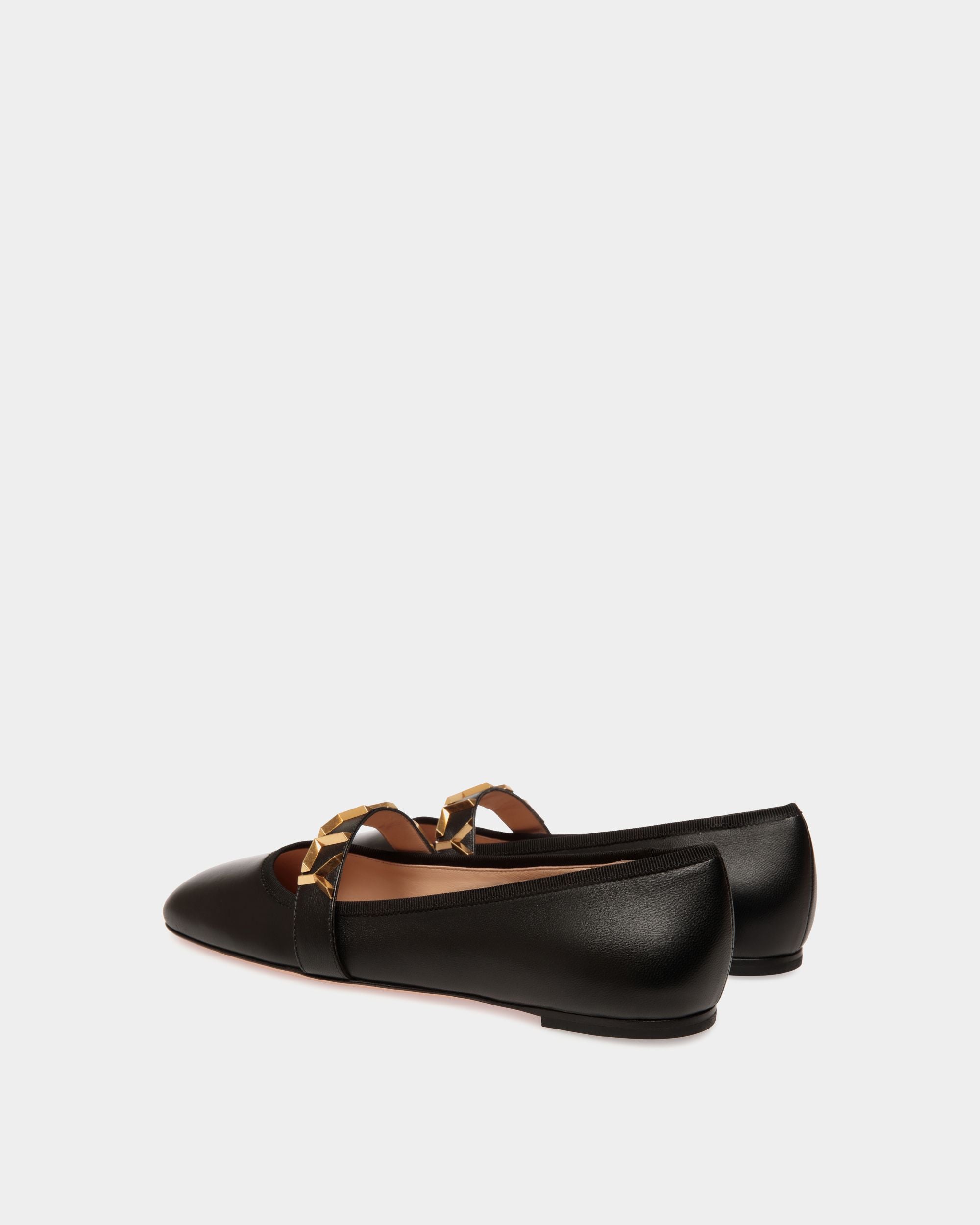 Ballyrina Flat in Black Leather - Women's - Bally - 03