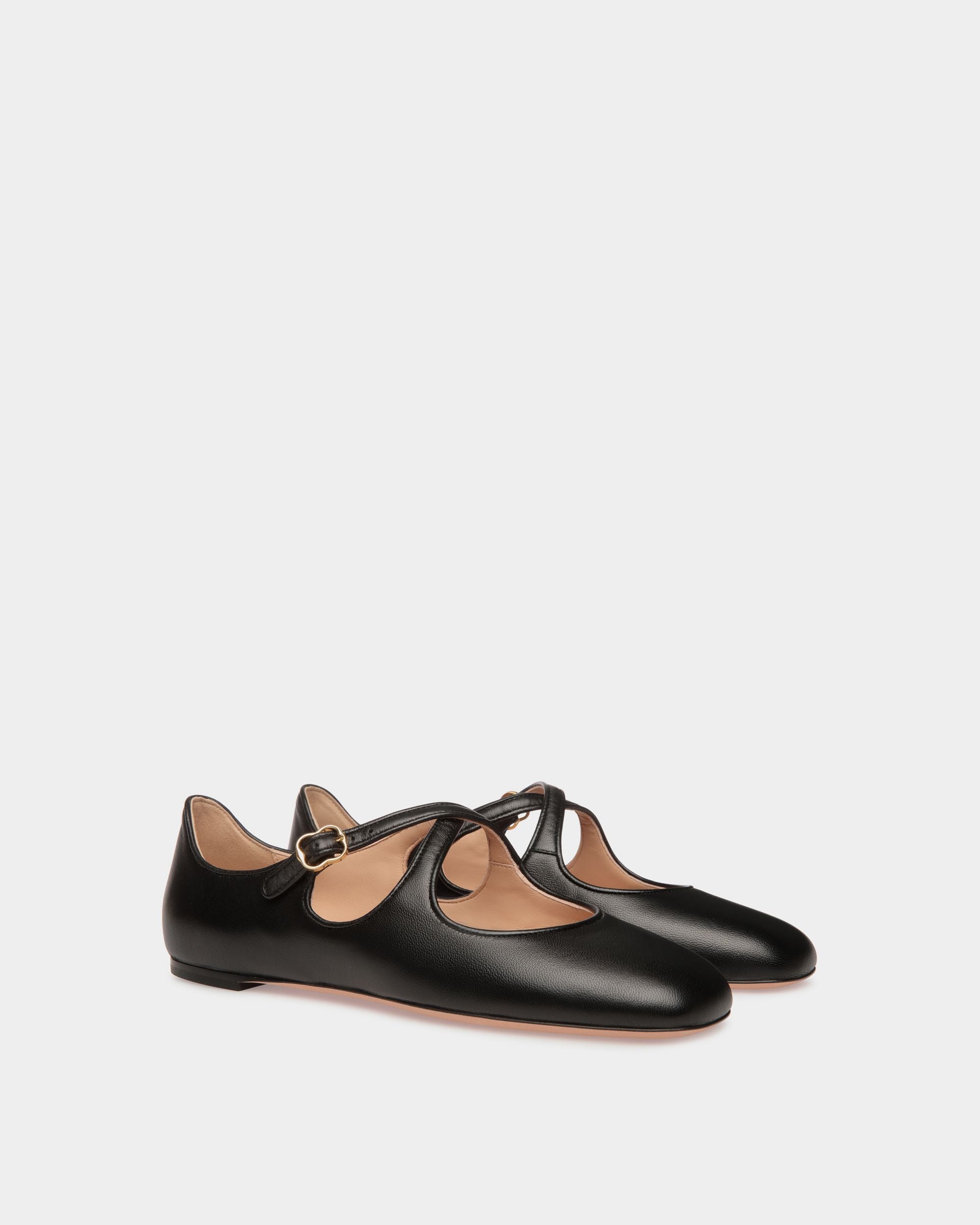Ballyrina Flat in Black Nappa Leather - Women's - Bally - 03