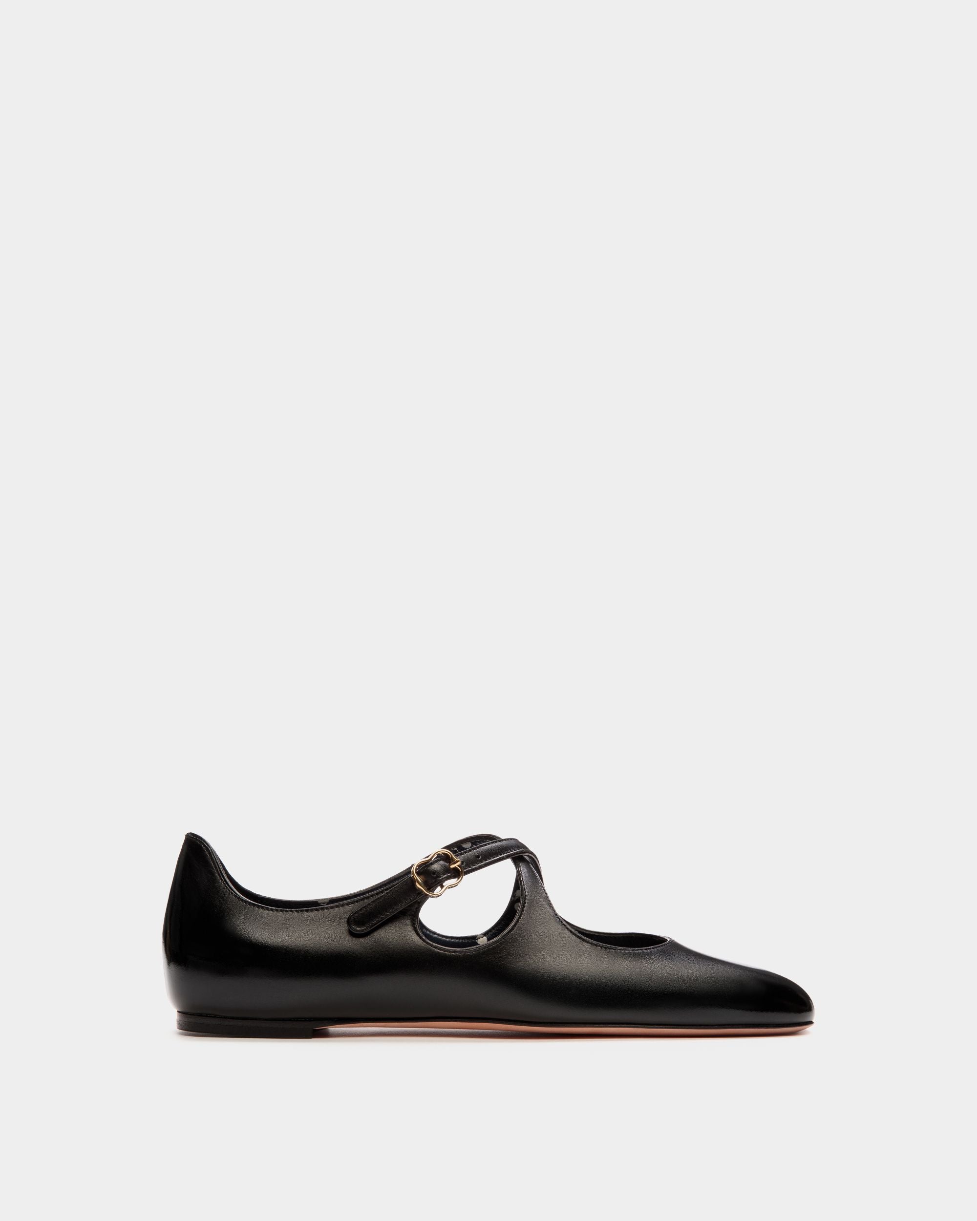 Ballyrina Flat in Black Leather - Mujer - Bally - 01