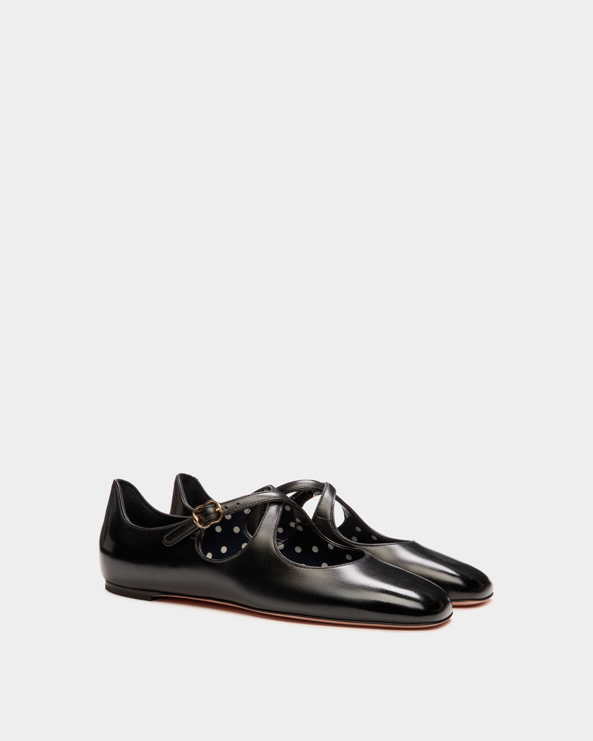 Ballyrina Flat in Black Leather - Femme - Bally - 02