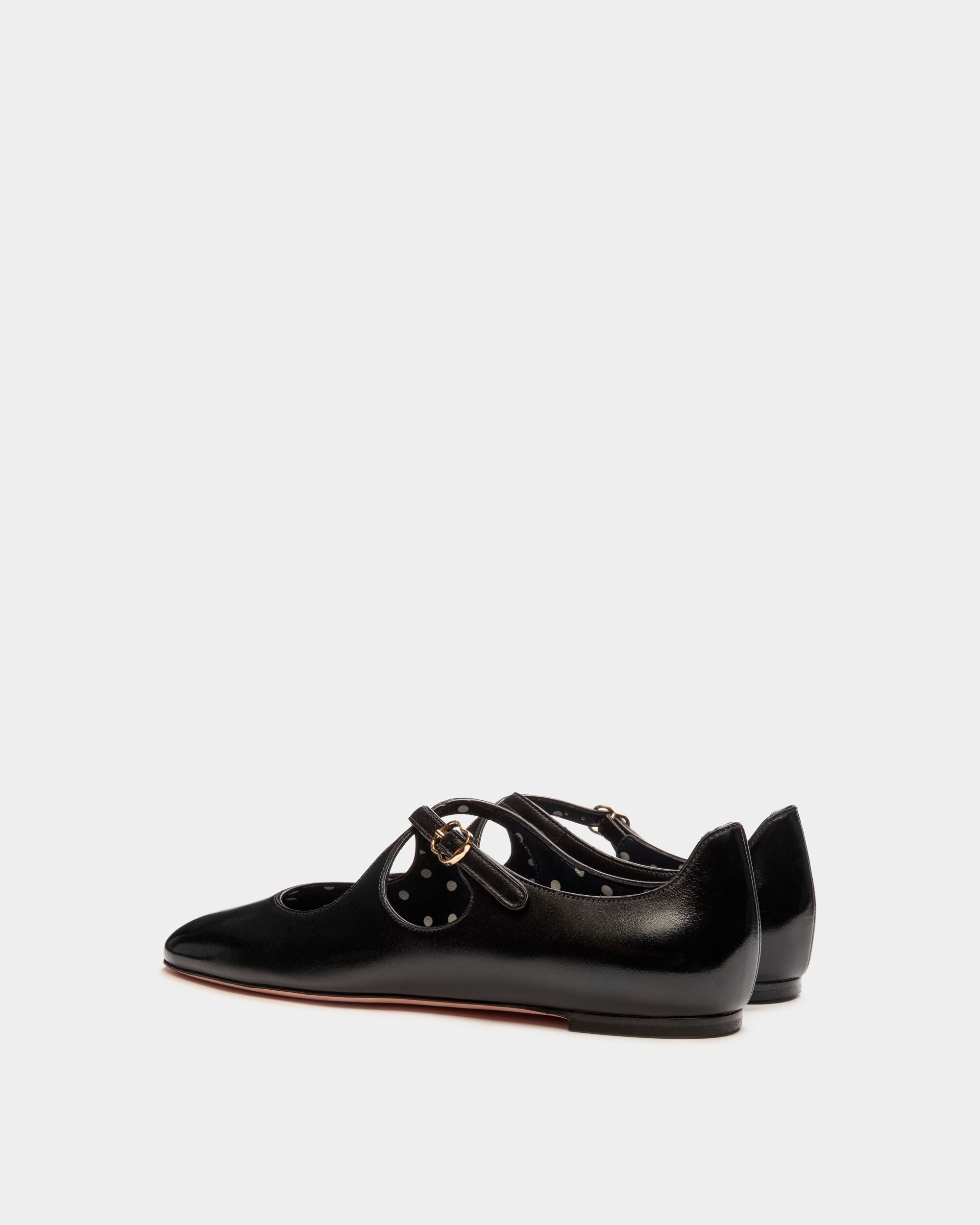 Ballyrina Flat in Black Leather - Femme - Bally - 03