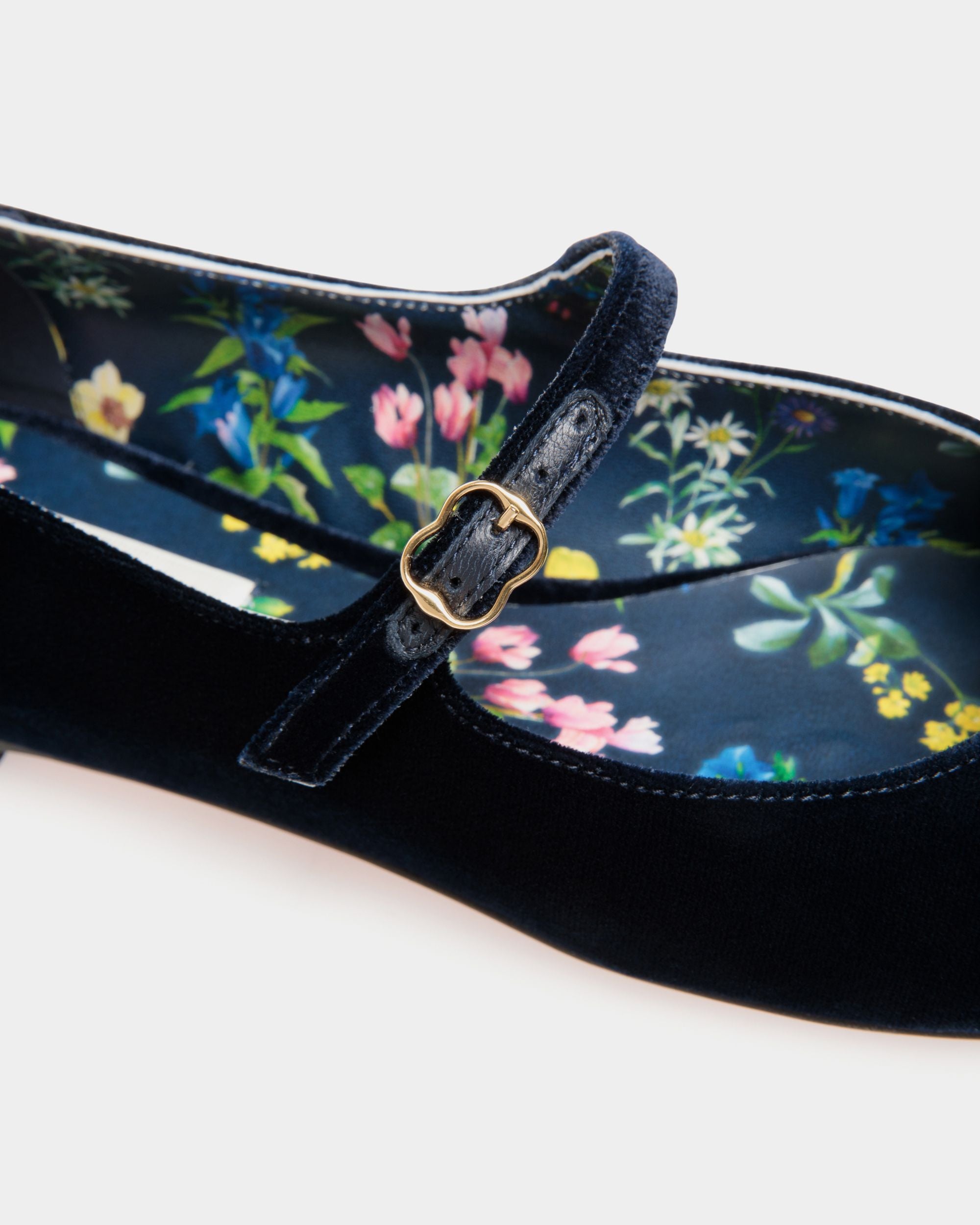 Chaussure À Talon Plat Ballyrina En Tissu Velouté Navy Blue - Femme - Bally - 06