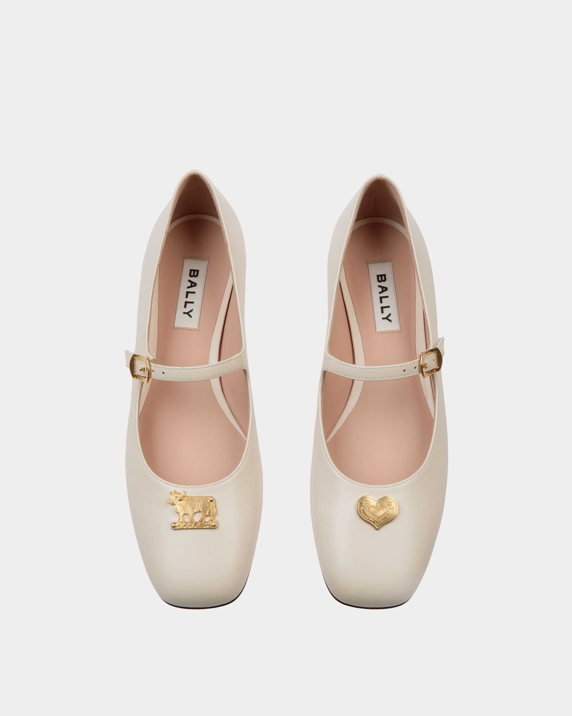 Zapato Plano Estilo Merceditas Ballyrina De Piel Blanca - Mujer - Bally - 05