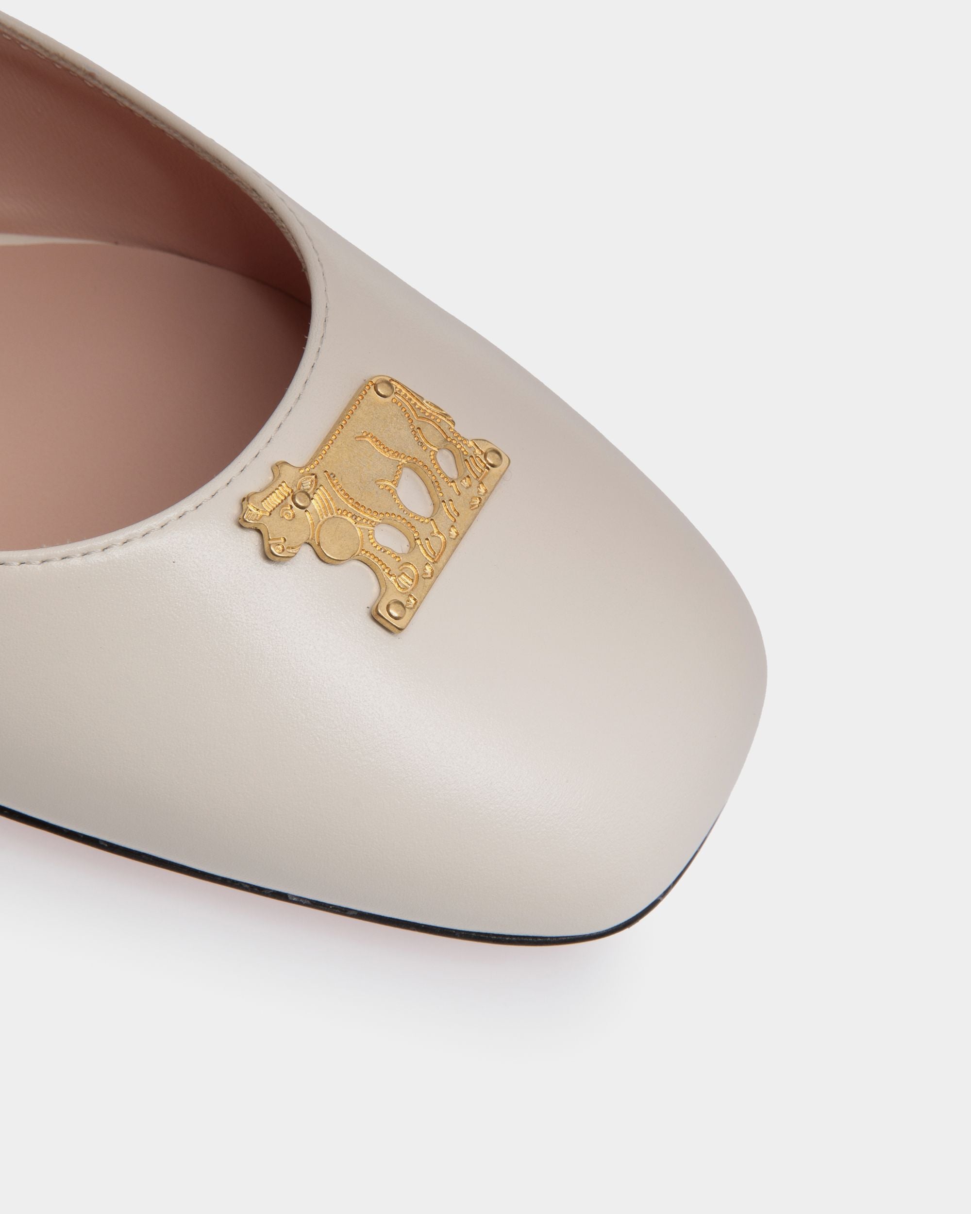 Zapato Plano Estilo Merceditas Ballyrina De Piel Blanca - Mujer - Bally - 06