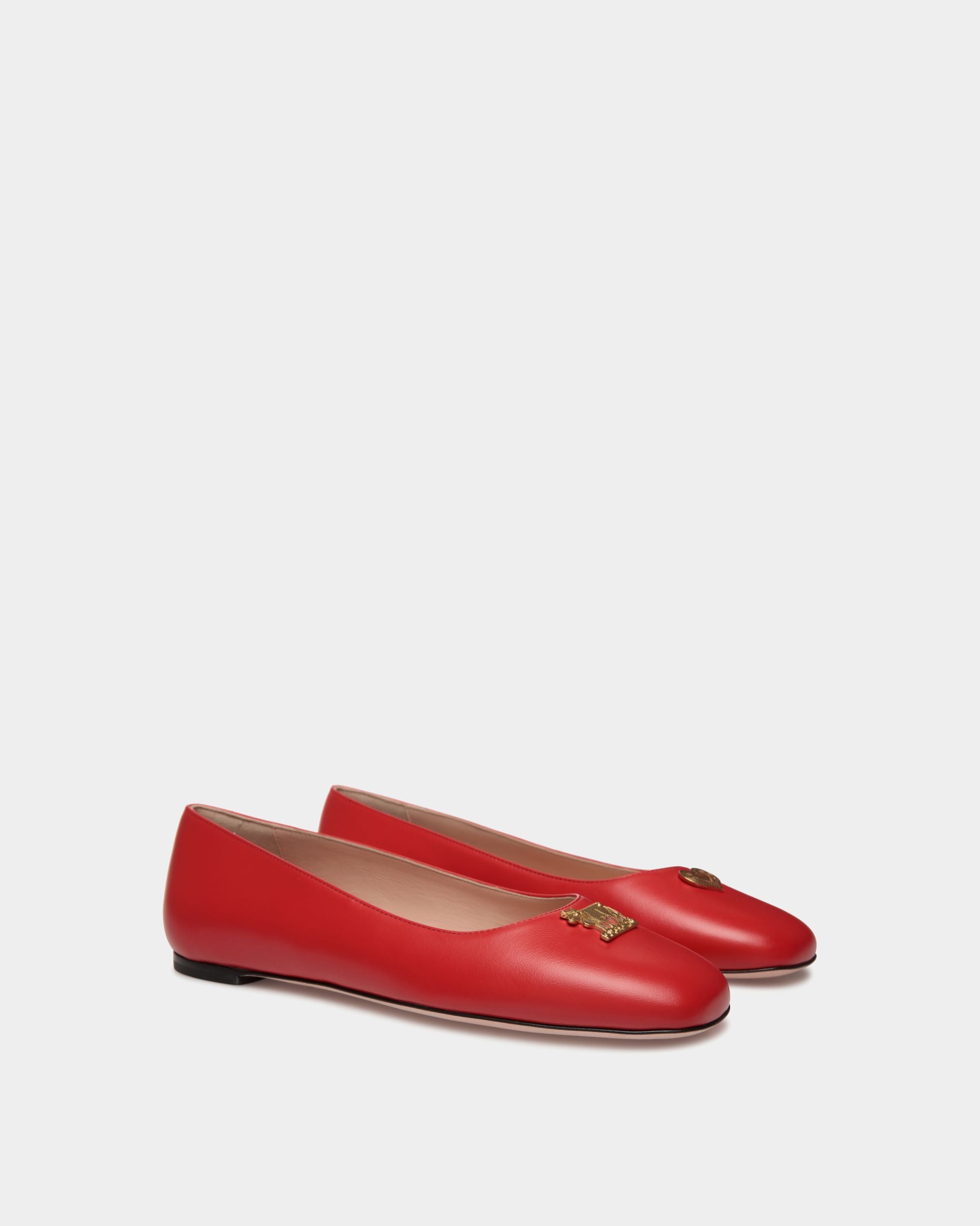 Flache Ballyrina Mary-Janes Aus Rotem Leder - Damen - Bally - 02