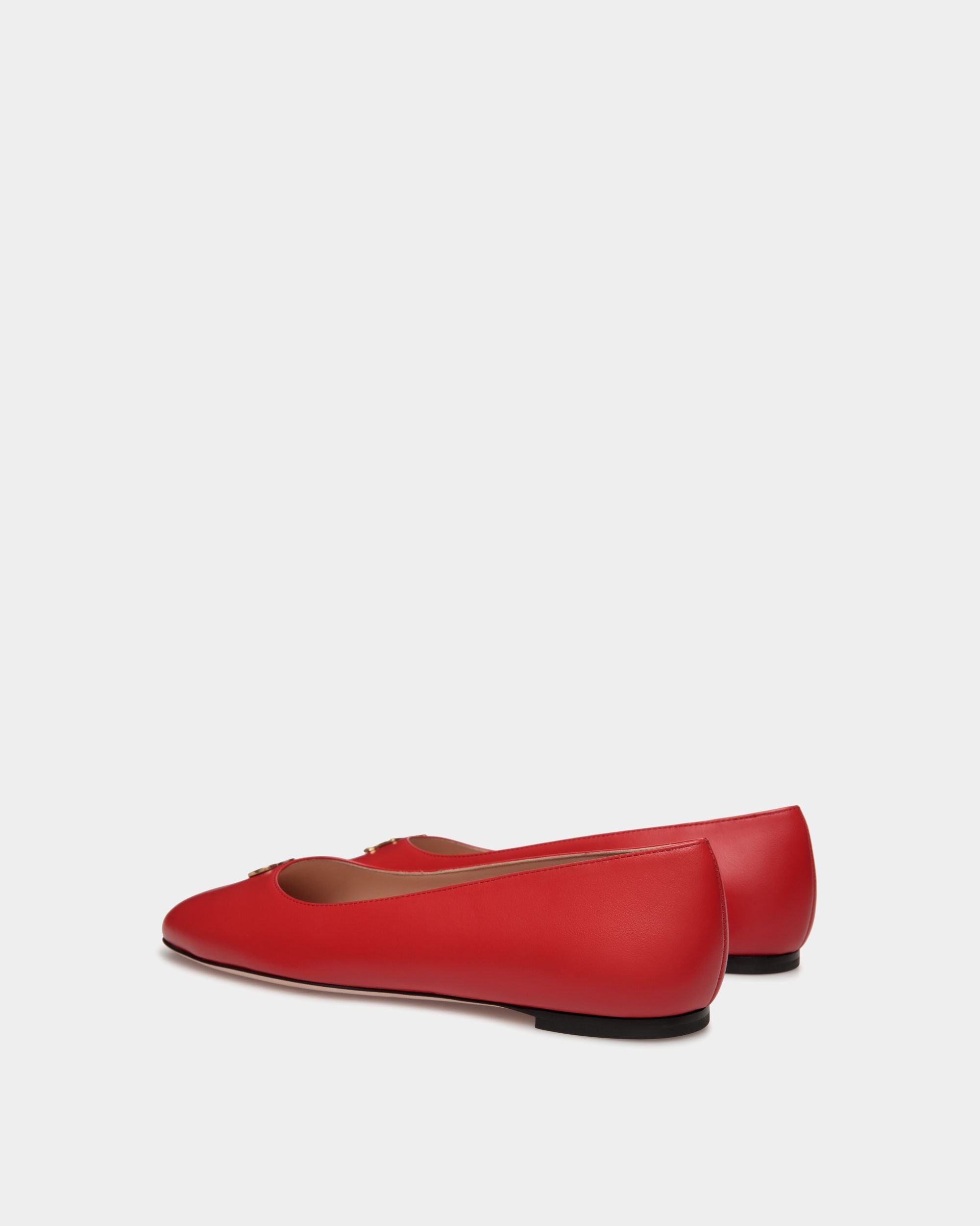 Chaussure Baby À Talon Plat Ballyrina En Cuir Rouge - Femme - Bally - 03
