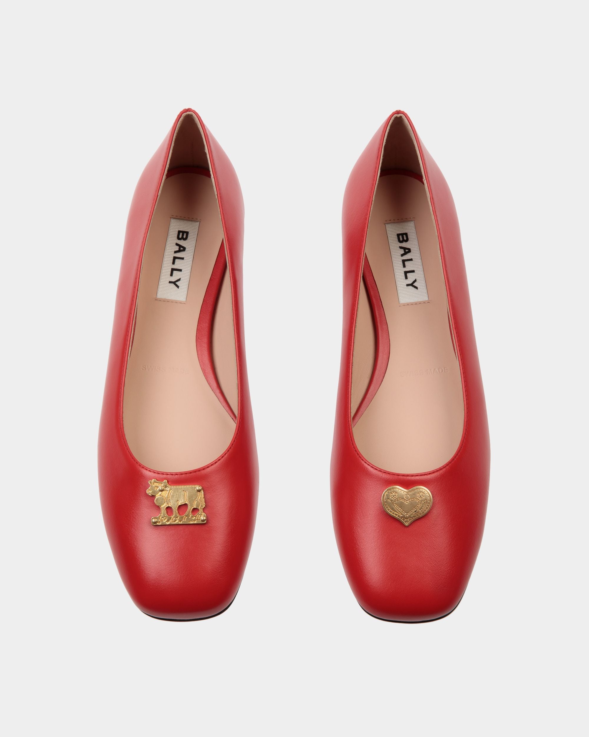 Chaussure Baby À Talon Plat Ballyrina En Cuir Rouge - Femme - Bally - 04